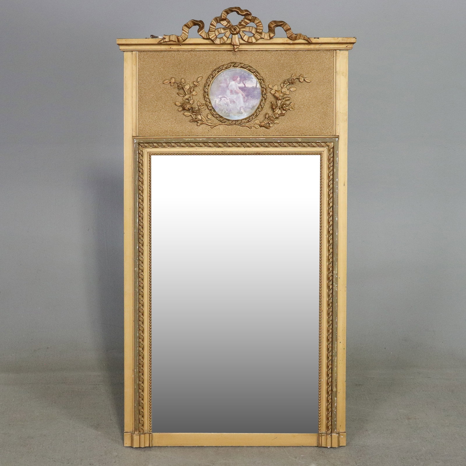 Louis XVI Style Gold & Painted Framed Trumeau Mirror (1 of 3)