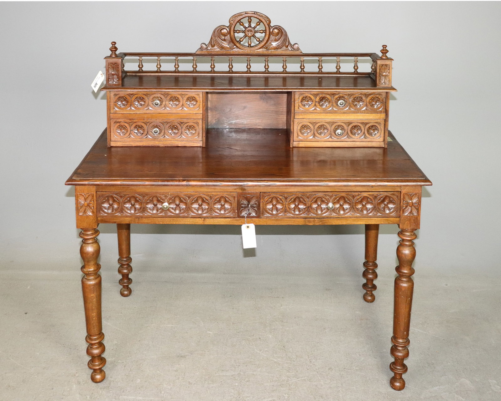 French Breton Style Carved Writing Table / Desk (1 of 5)