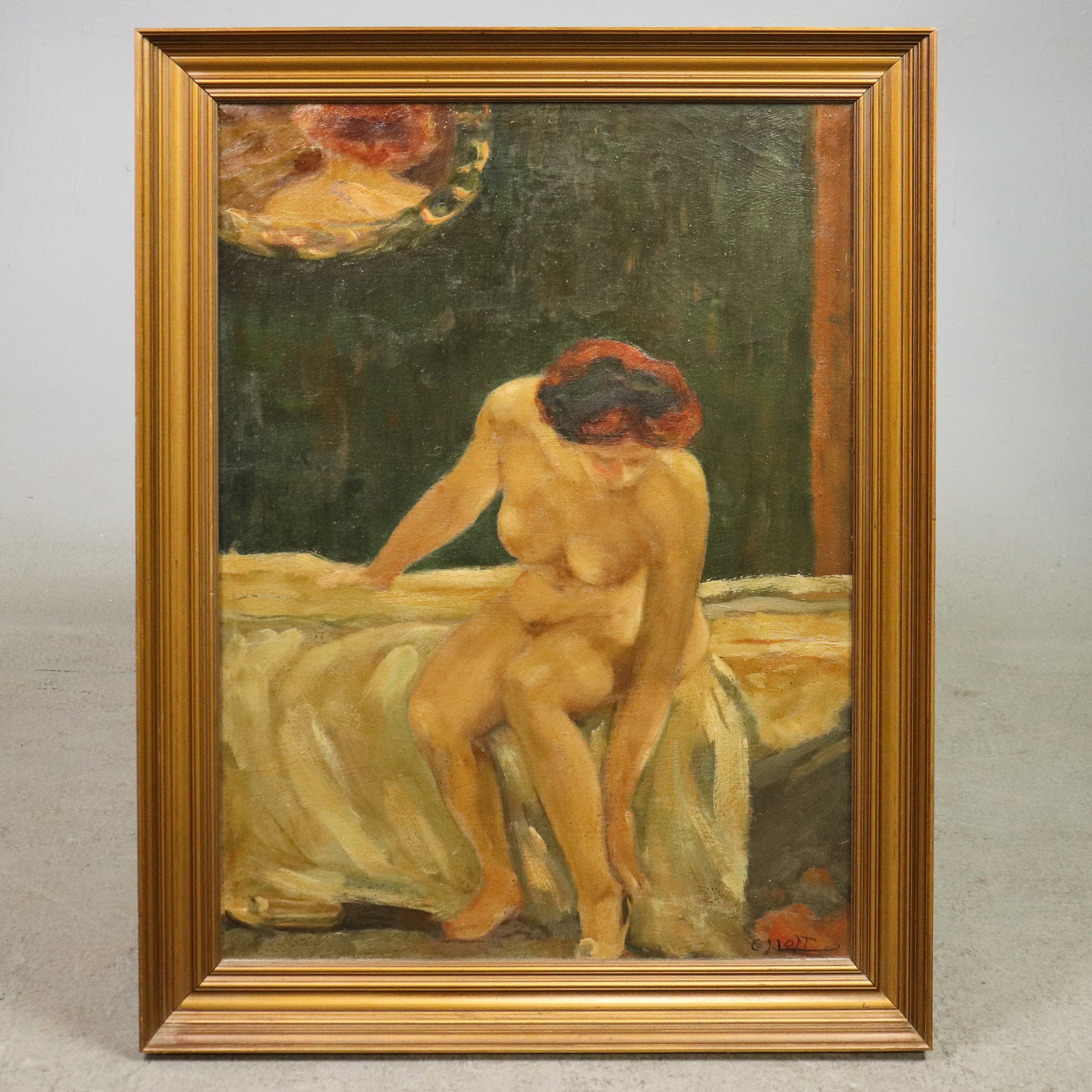 Danish Framed Oil On Canvas " Nude Lady Study ": Danish Framed Oil On Canvas " Nude Lady Study " - 29 in tall x 22.25 x 1.5