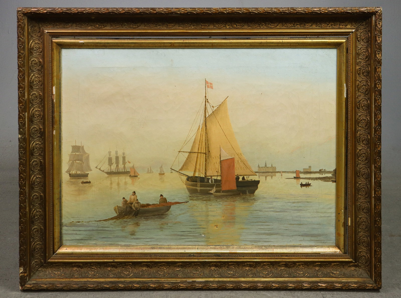 Danish Framed Oil On Canvas - Ships (1 of 4)