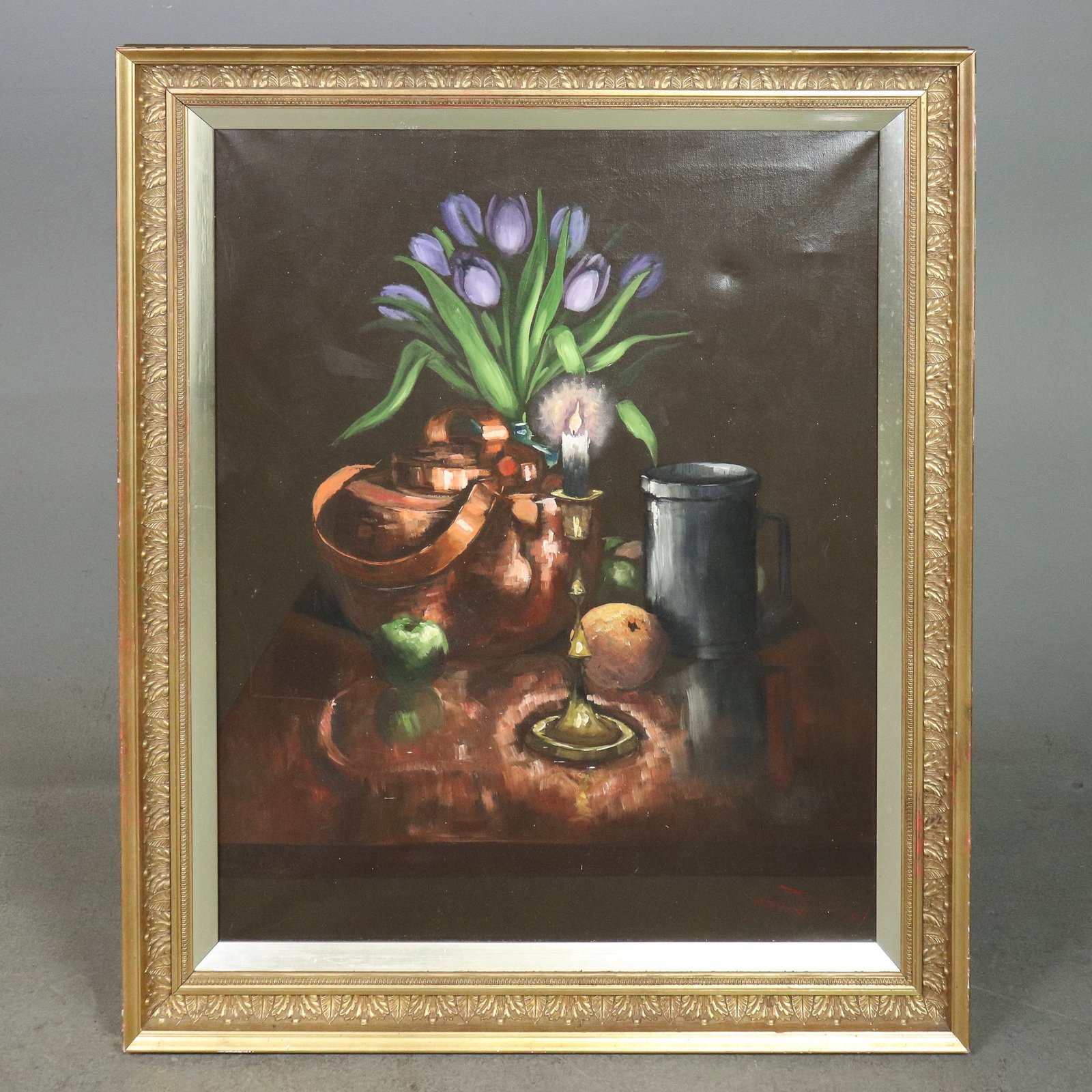 Danish Gold Framed Oil On Canvas - Floral Still Life (1 of 4)