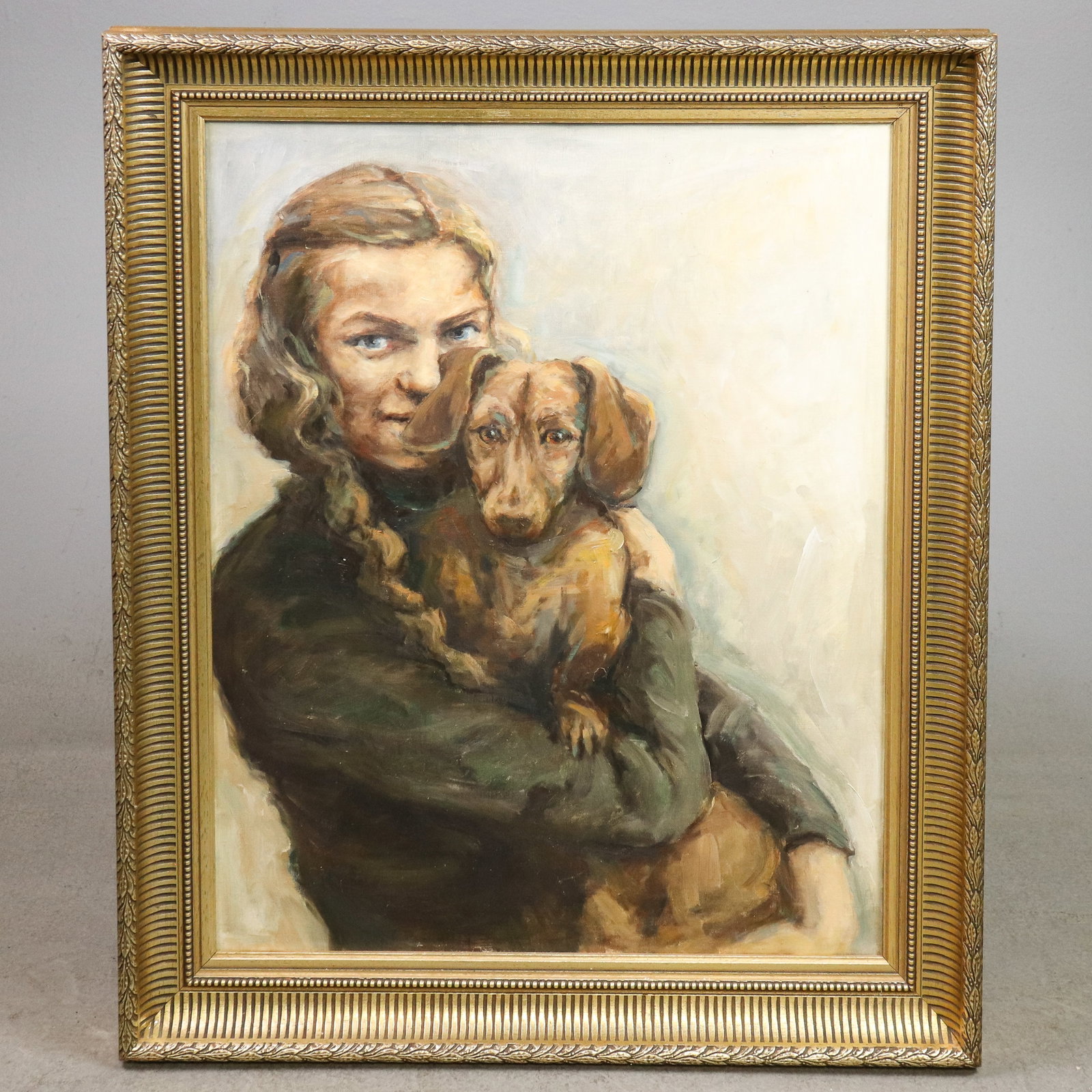 Danish Gold Framed Oil On Canvas - " Friendship Art " (1 of 3)