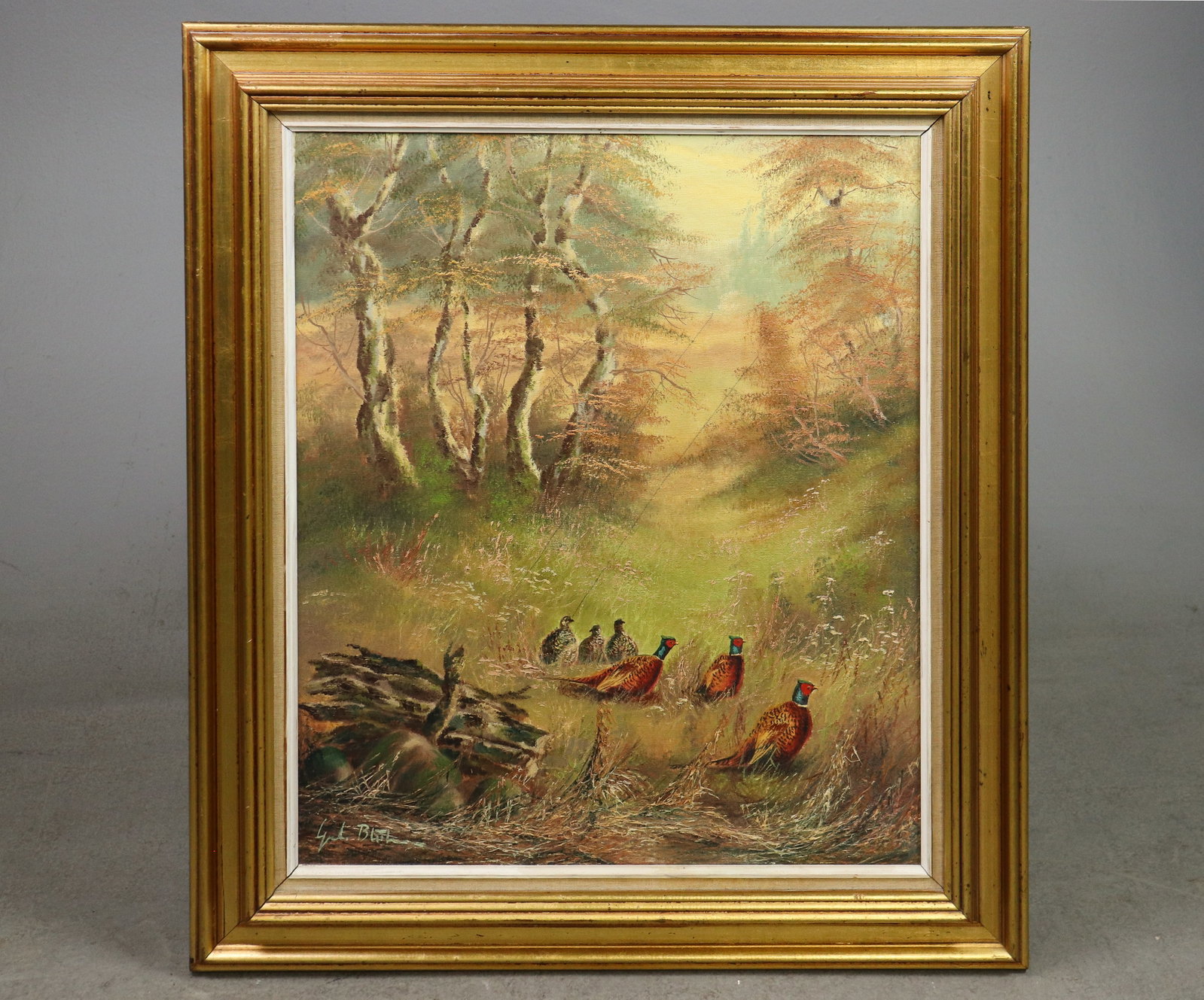 Danish Gold Framed Oil On Canvas - Pheasants (1 of 4)