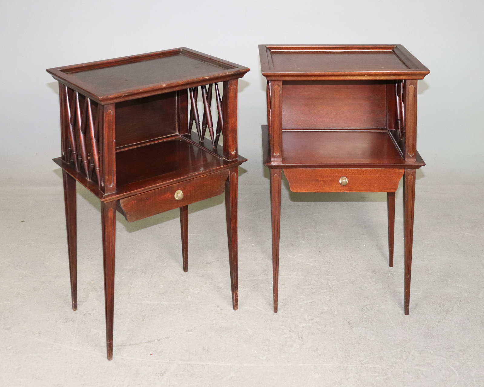 Pair Of French Mahogany Pot Cupboards: Pair Of French Mahogany Pot Cupboards - 13 in tall x 28 x 17.25