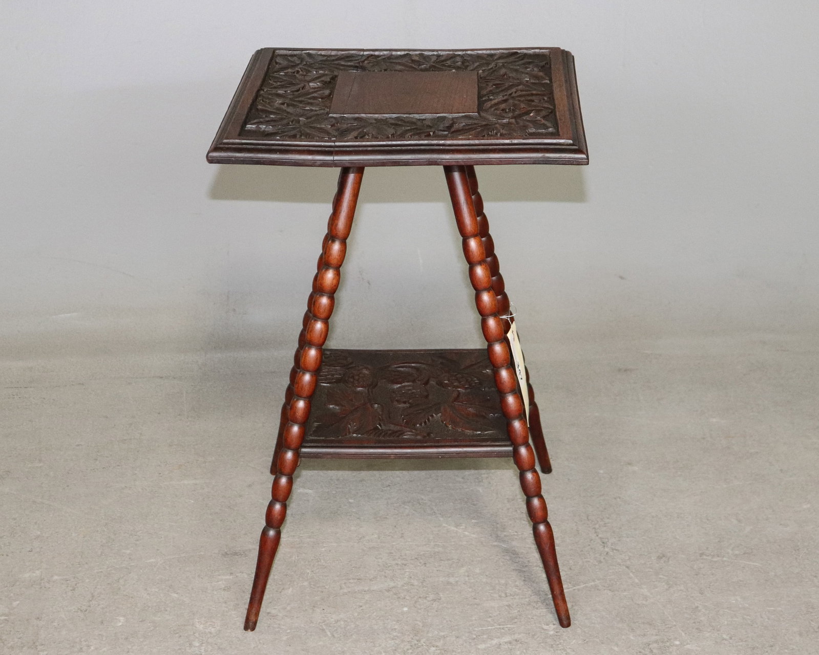 British Carved Oak Bobbin Legs Occasional Table (1 of 3)
