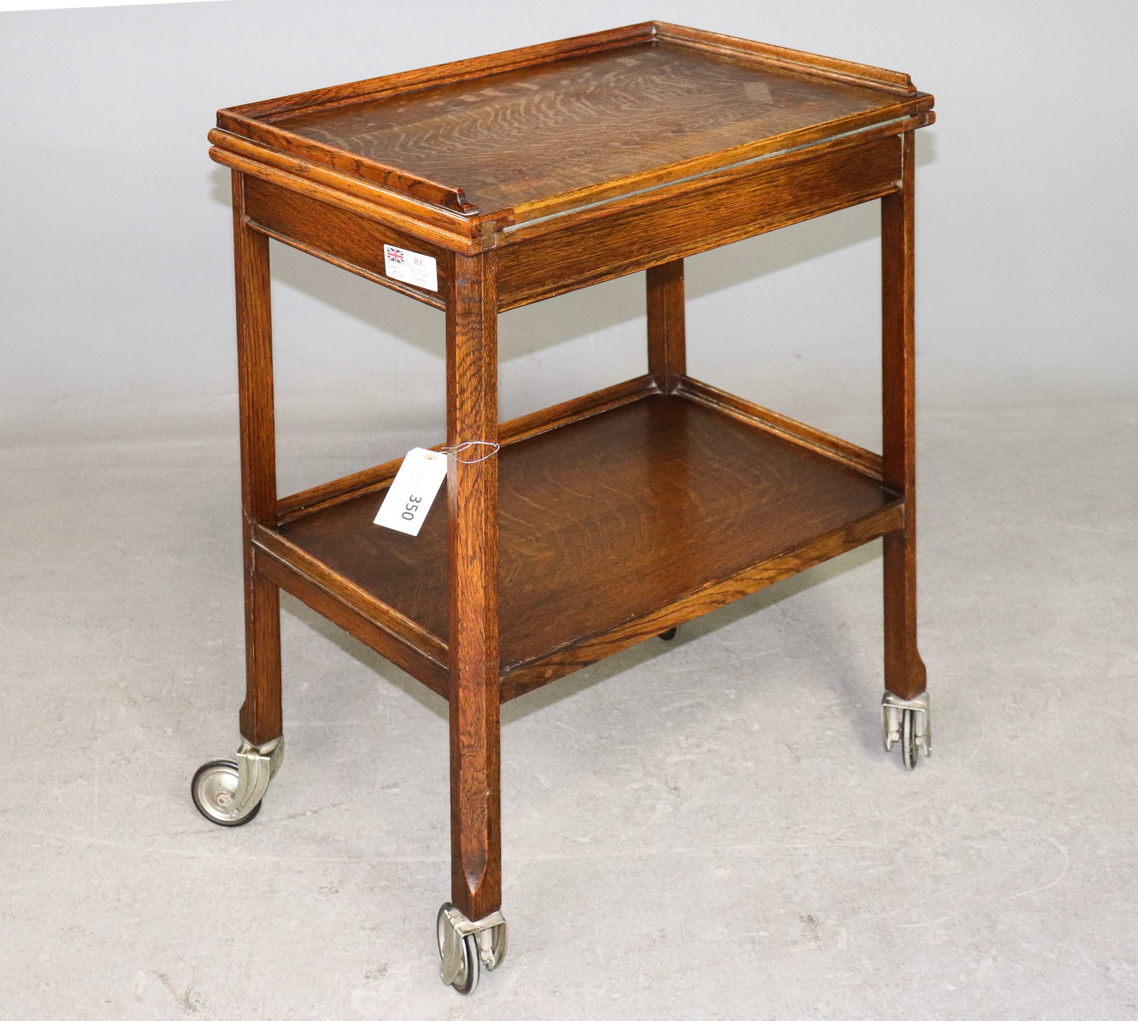 English Oak 2 Tier Flip Top Trolley / Bar Cart (1 of 4)