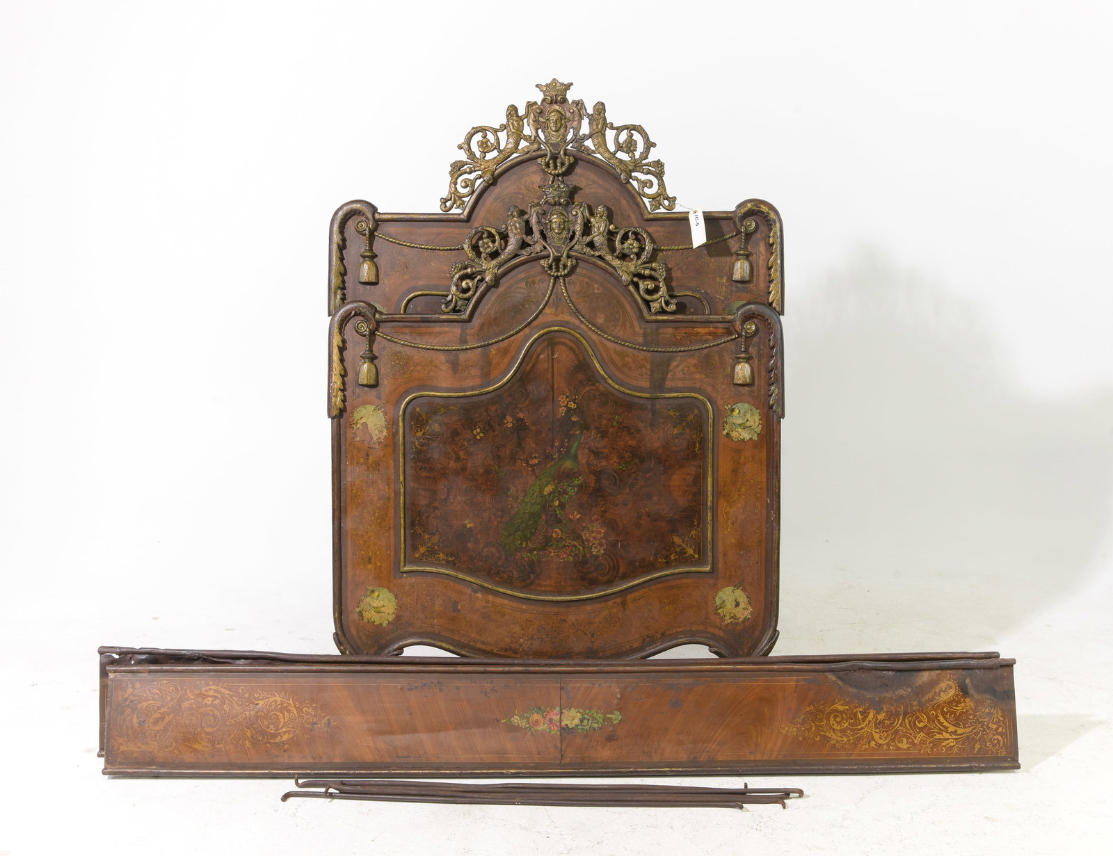 Italian Hand Painted Iron / Metal Bed with Rails (1 of 5)