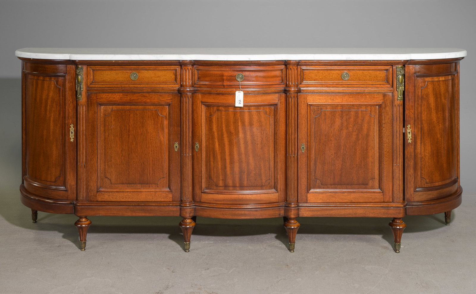 Louis XVI Style Curved White Marble Top Sideboard (1 of 5)