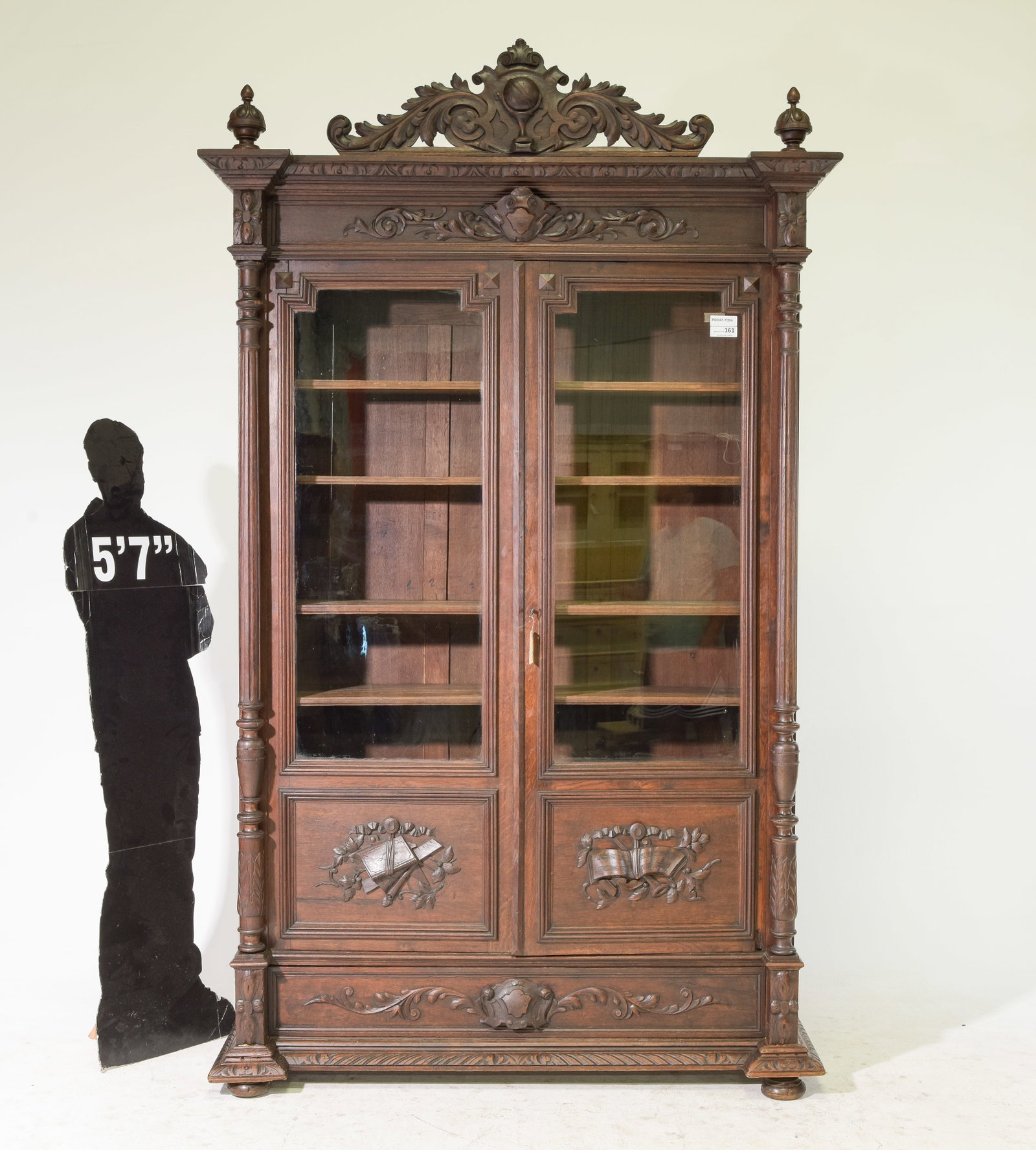 Henri II Style Oak Double Door Bookcase / Cupboard (1 of 10)
