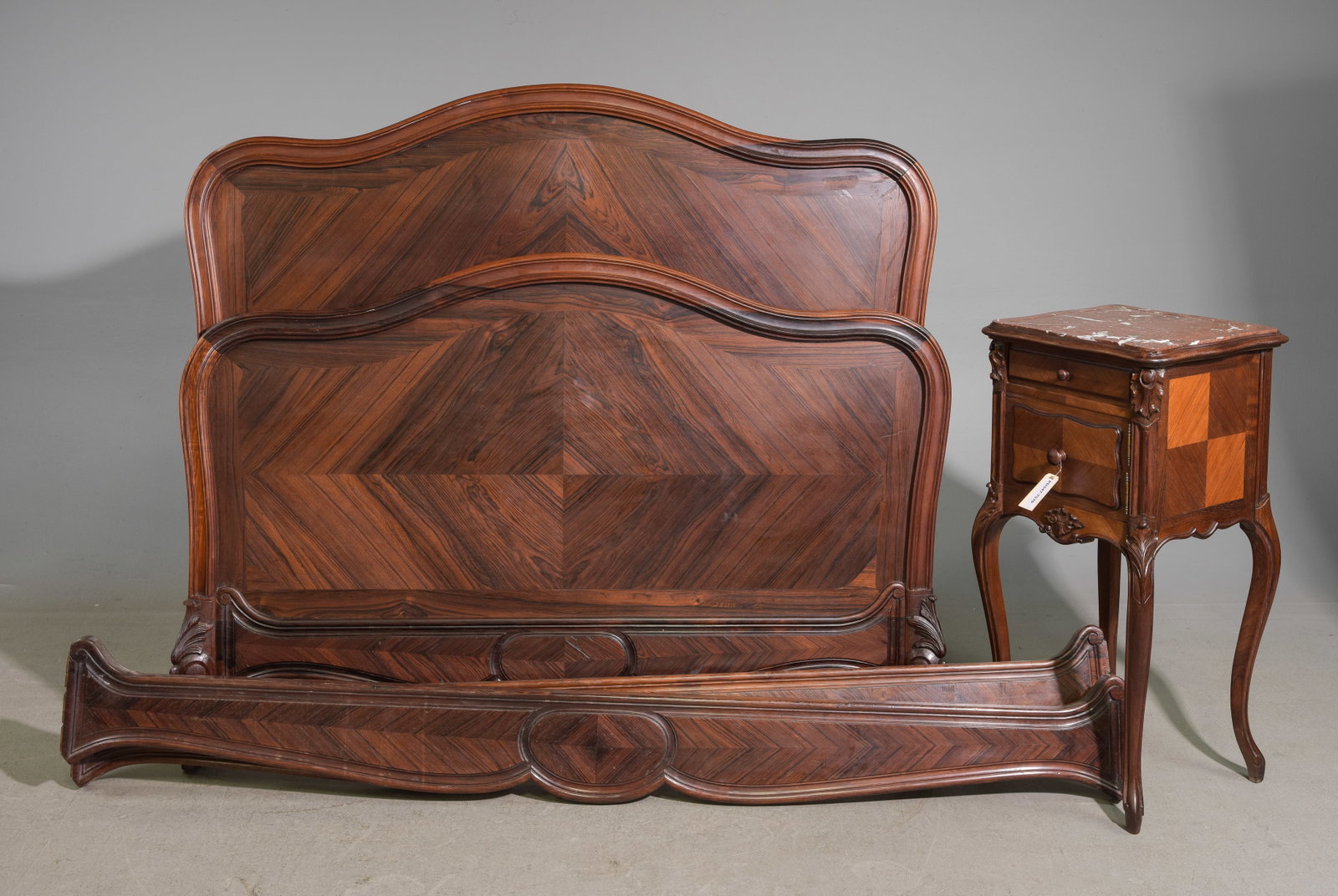 Louis XV Style Bed with Rails and Nightstand (1 of 6)