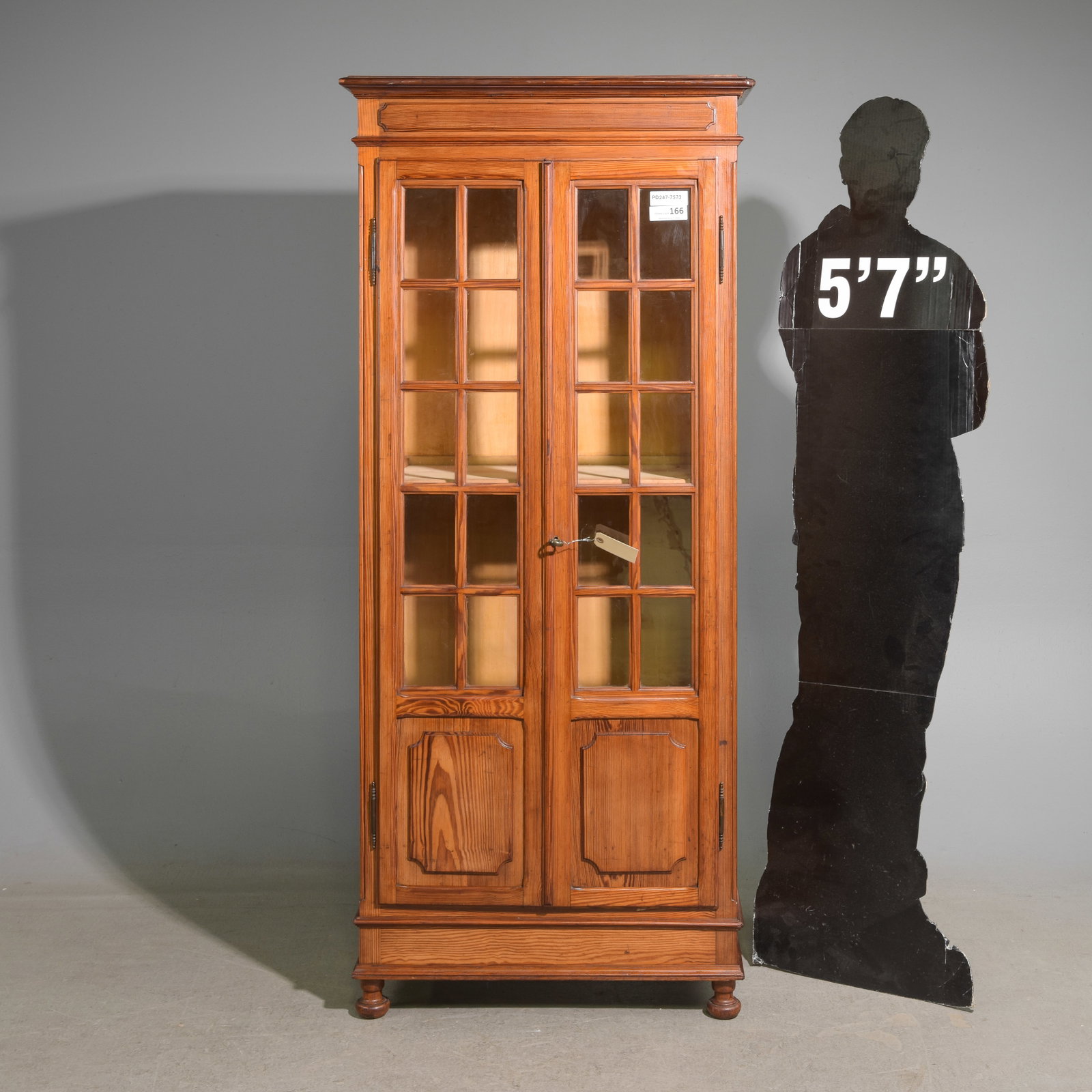 French Pitch Pine Double Door Bookcase (1 of 3)