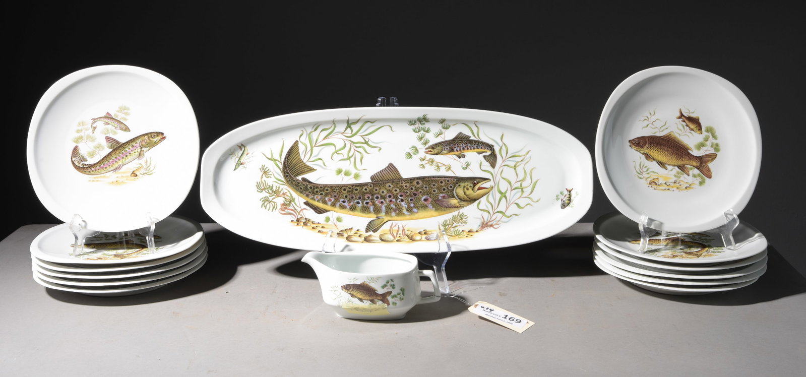 14pc French Fish Plate Set - Platter, Plates, Etc. (1 of 6)