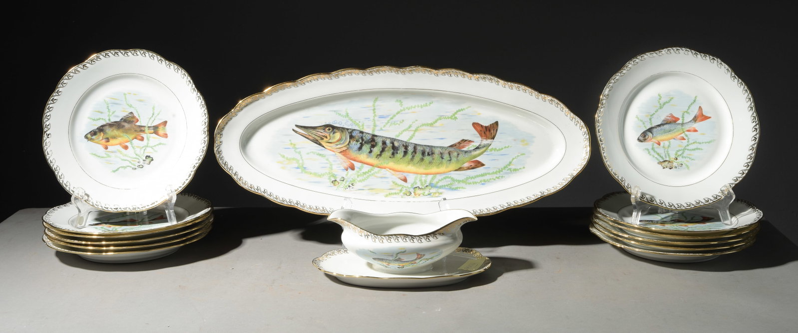14pc French Fish Plate Set - Platter, Plates, Etc. (1 of 6)