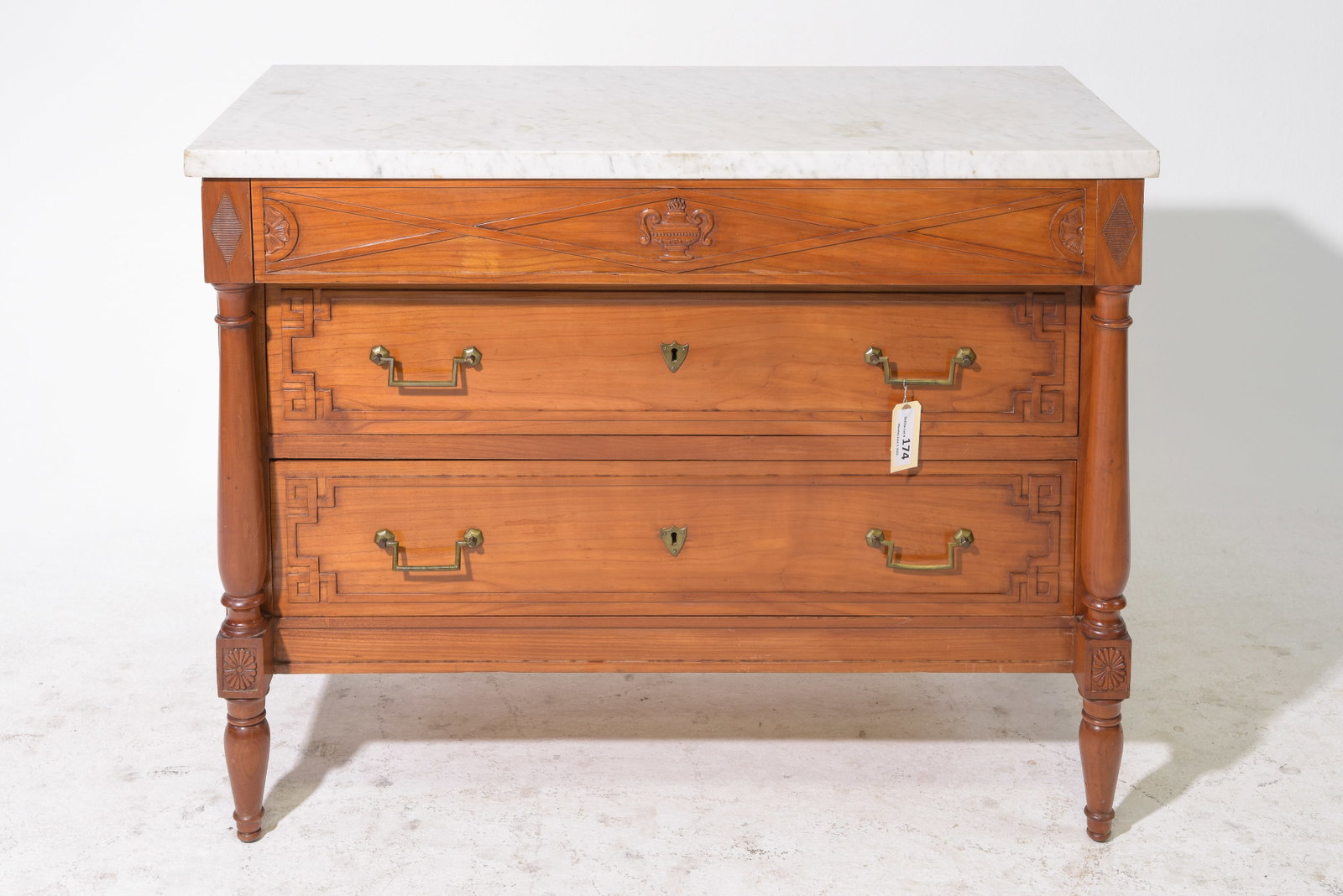 Louis XVI Style Marble Top Three Drawer Chest (1 of 5)