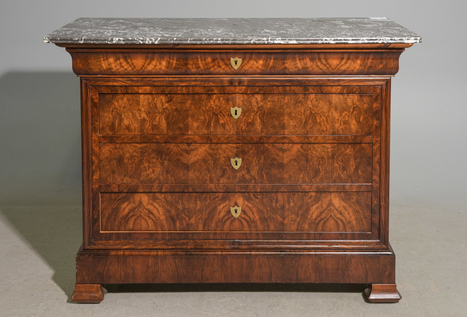 Louis Philippe Style Figured Walnut Marble Top Chest (1 of 5)
