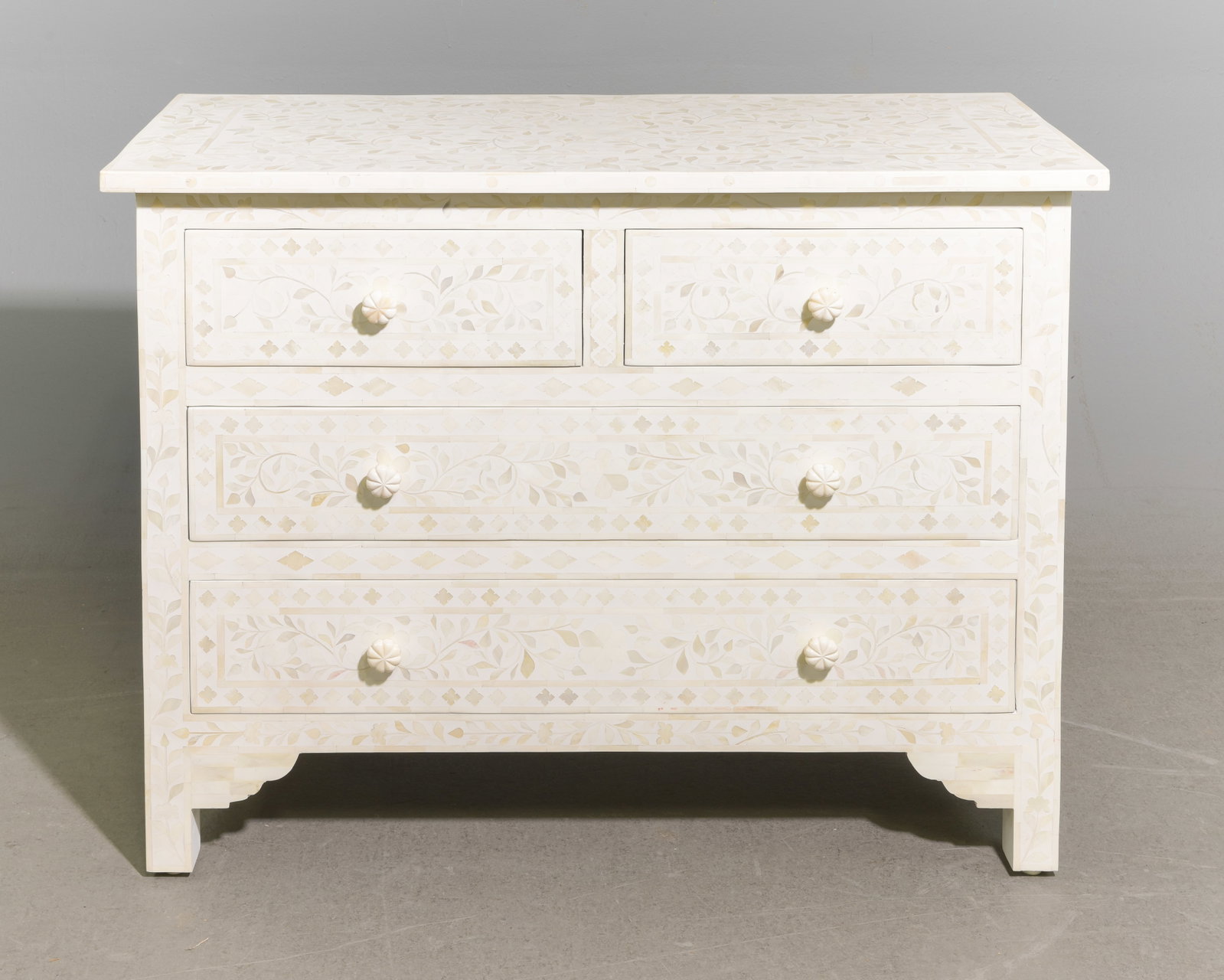 White Bone Inlaid Four Drawer Chest (1 of 4)