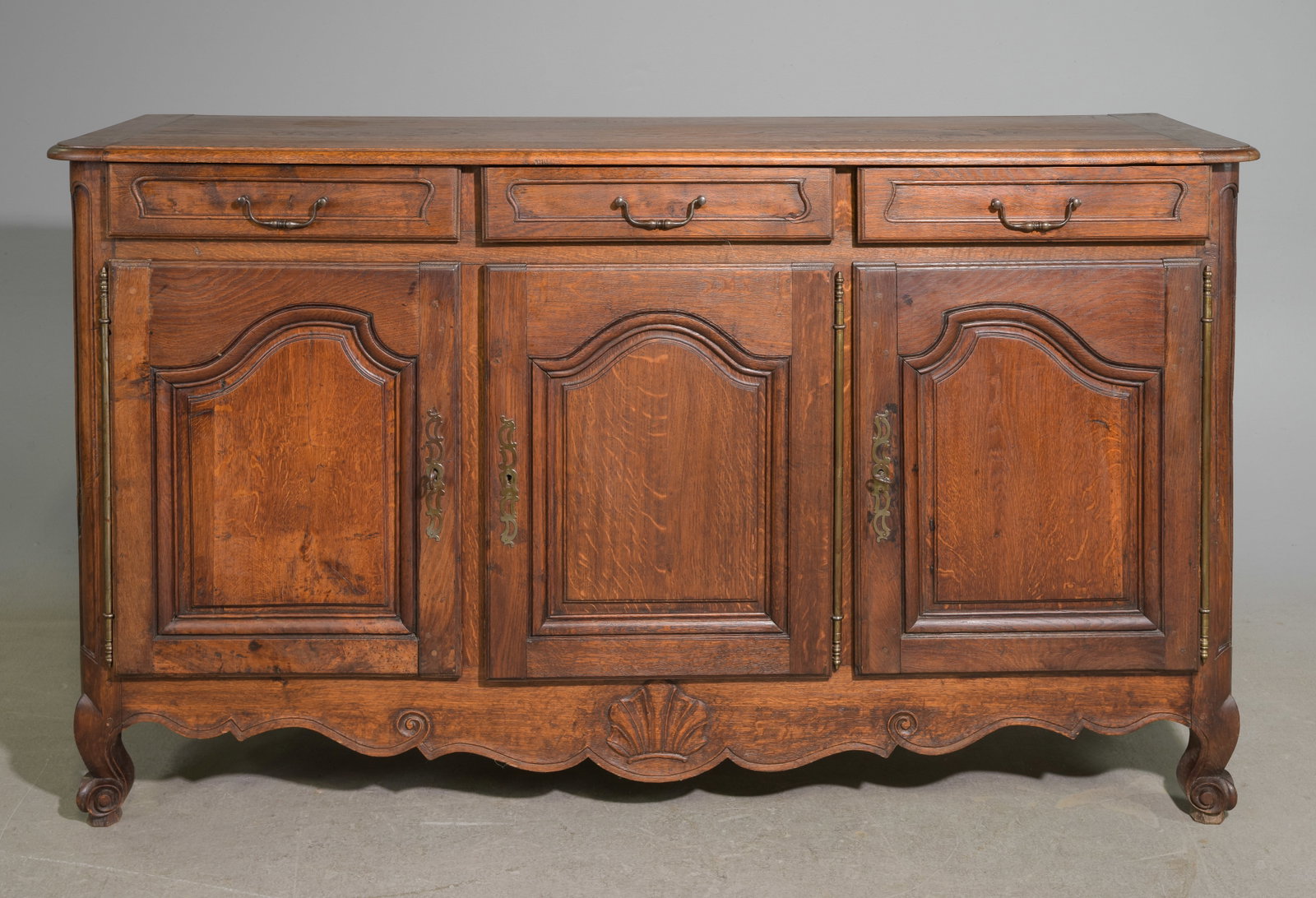 Louis XV Style Oak Three Door Sideboard (1 of 7)