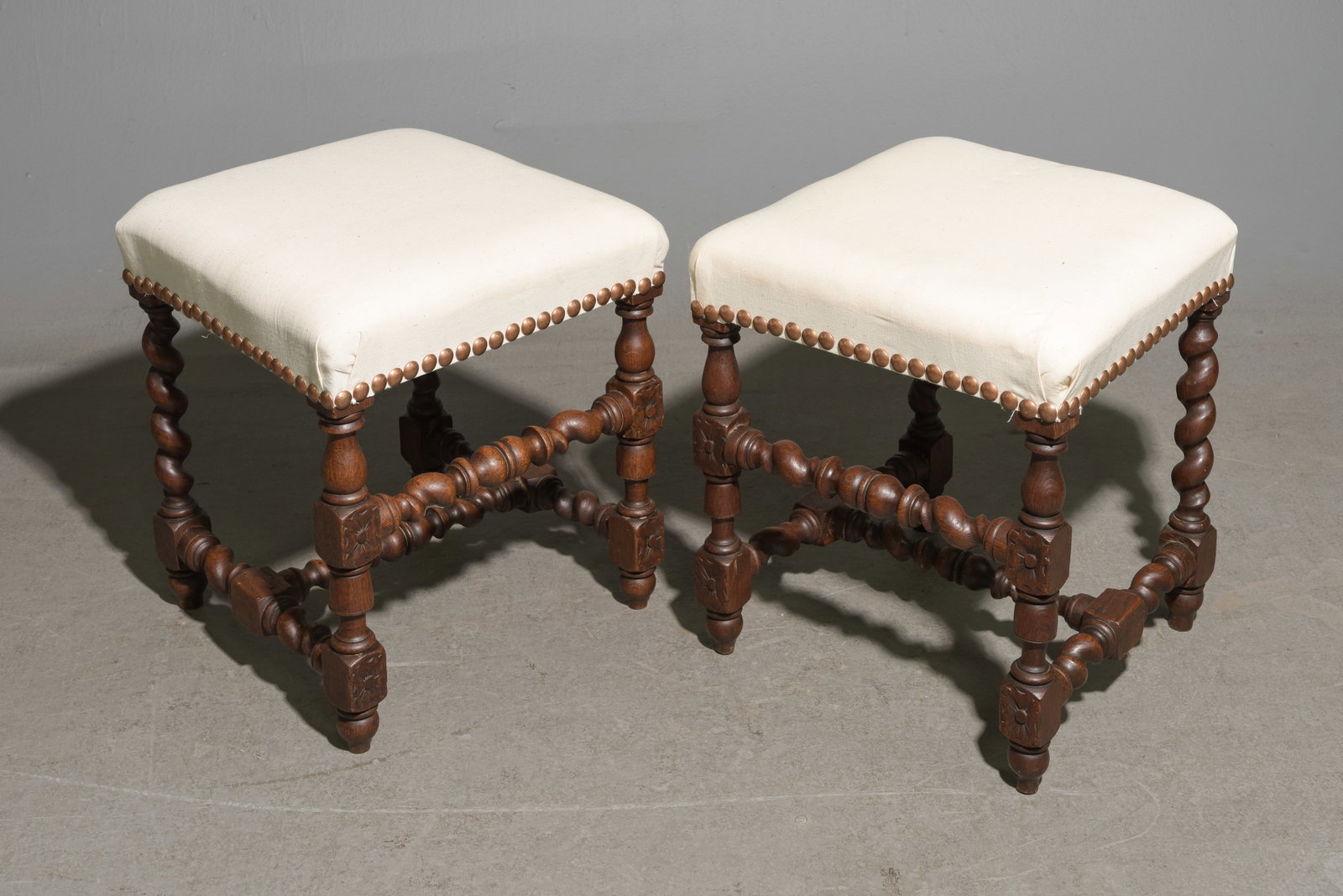 Louis XIII Style Pair of French Twist Stools #1 (1 of 2)