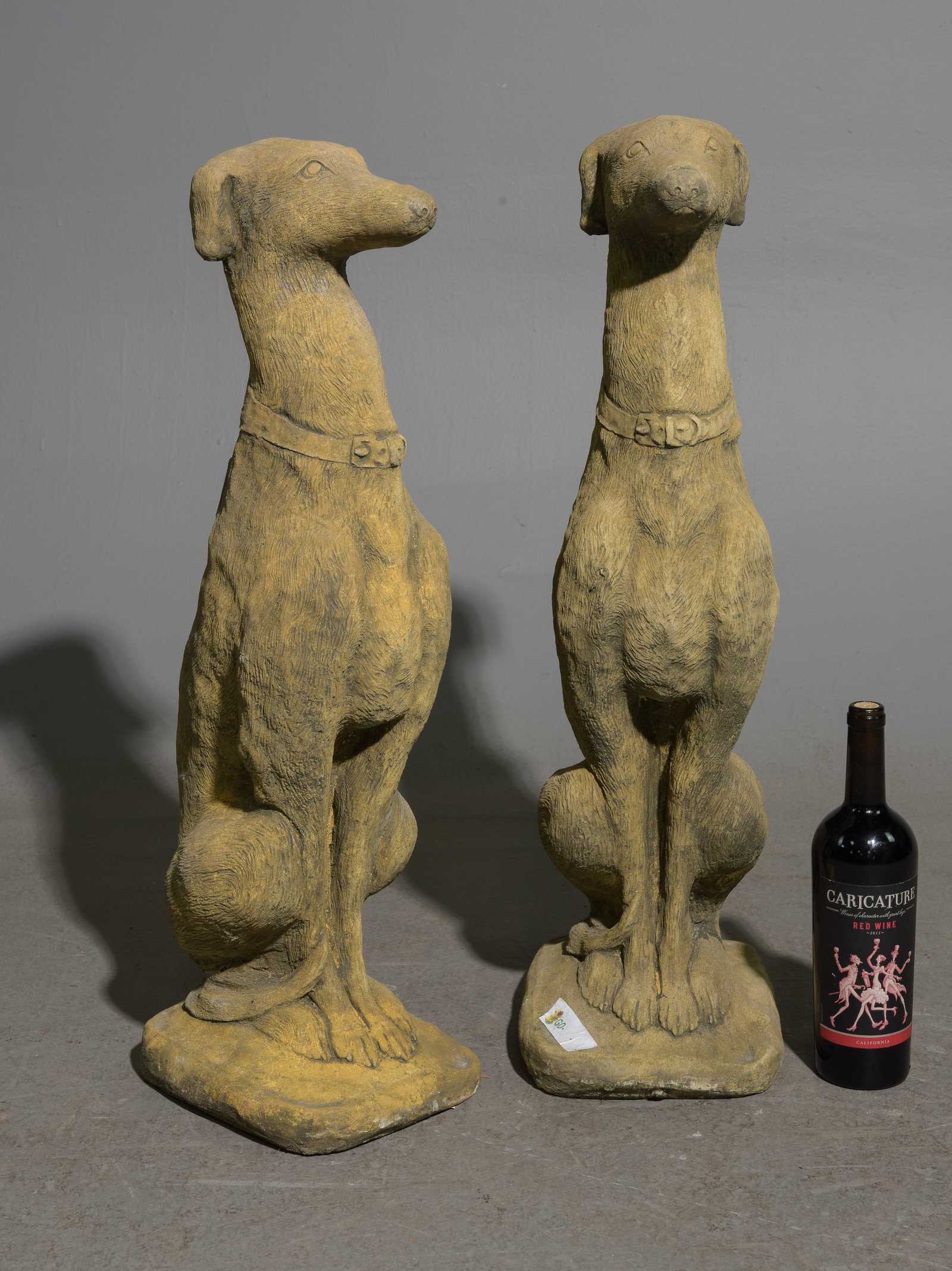 2 Large Cast Stone / Concrete Whippets (1 of 3)
