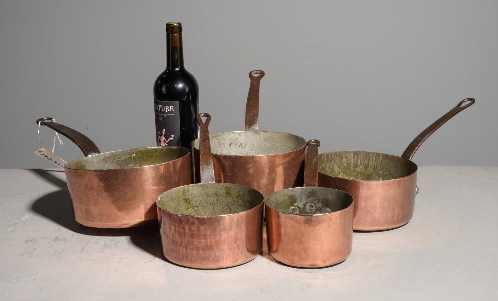 Five French Copper Sauce Pans with Iron Handles (1 of 3)