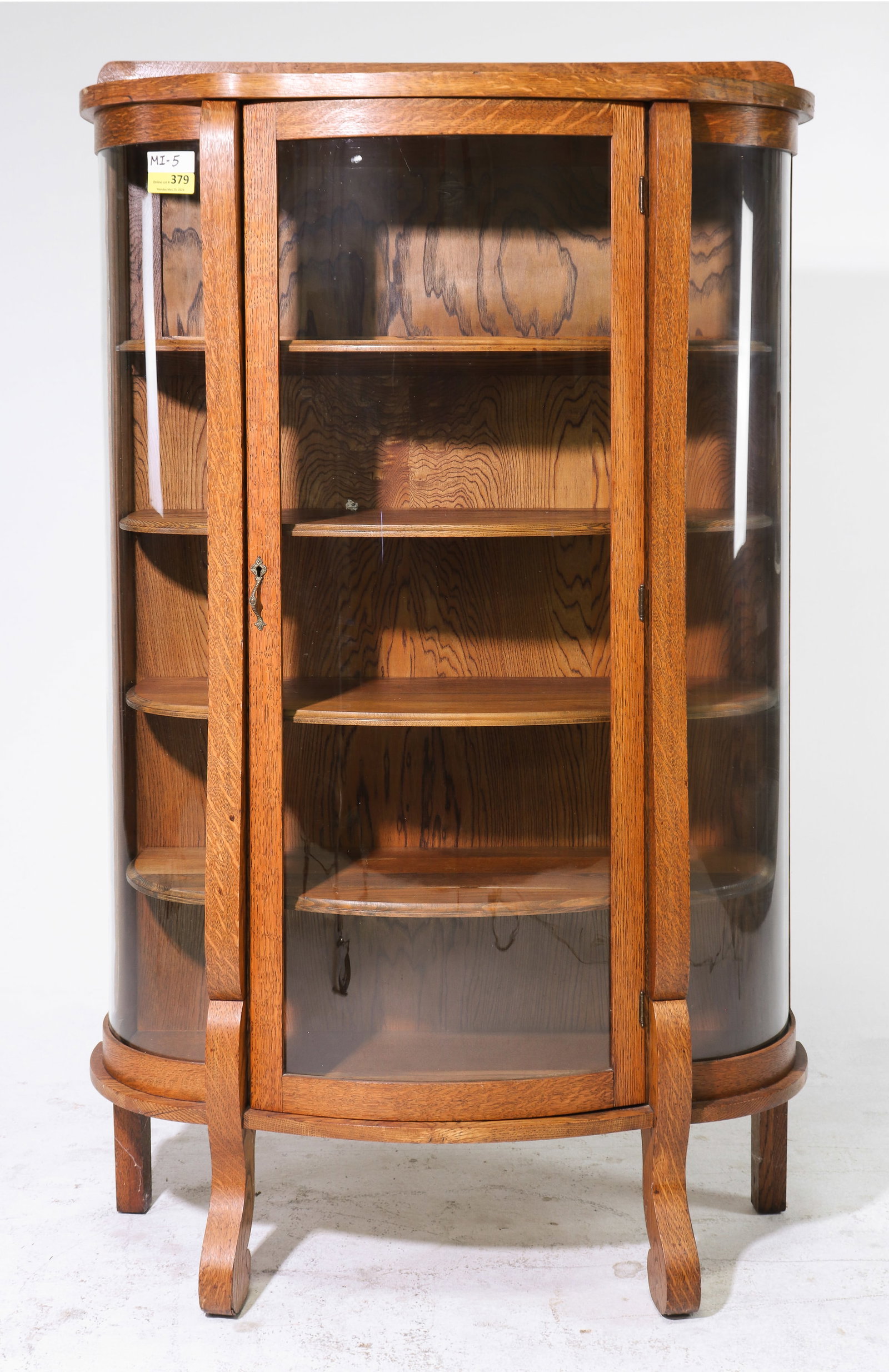 American Tiger Oak Curio / Display Cabinet (1 of 3)
