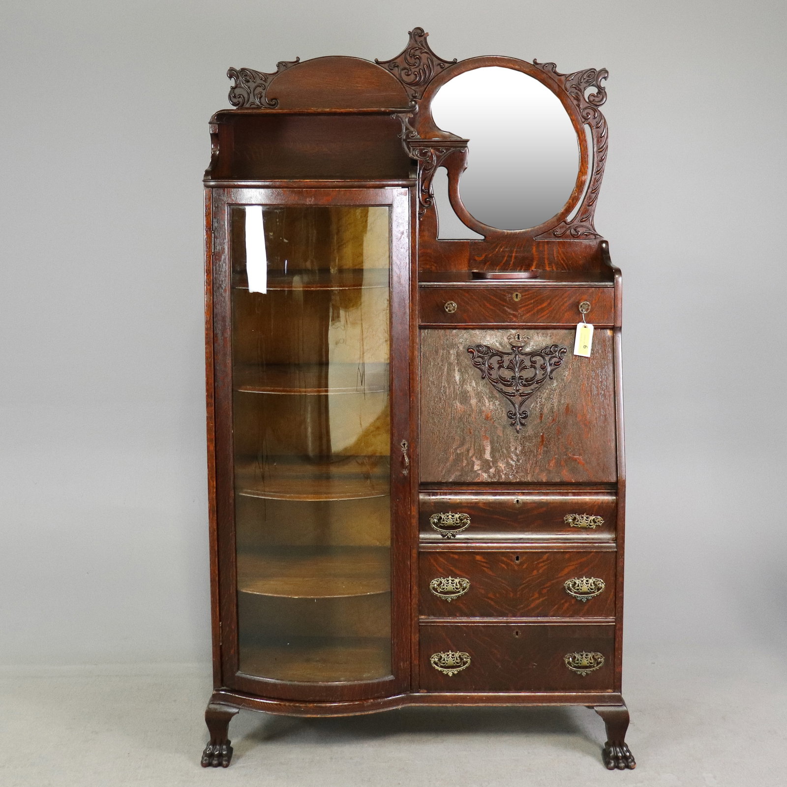 American Oak Secretary Bookcase (1 of 10)