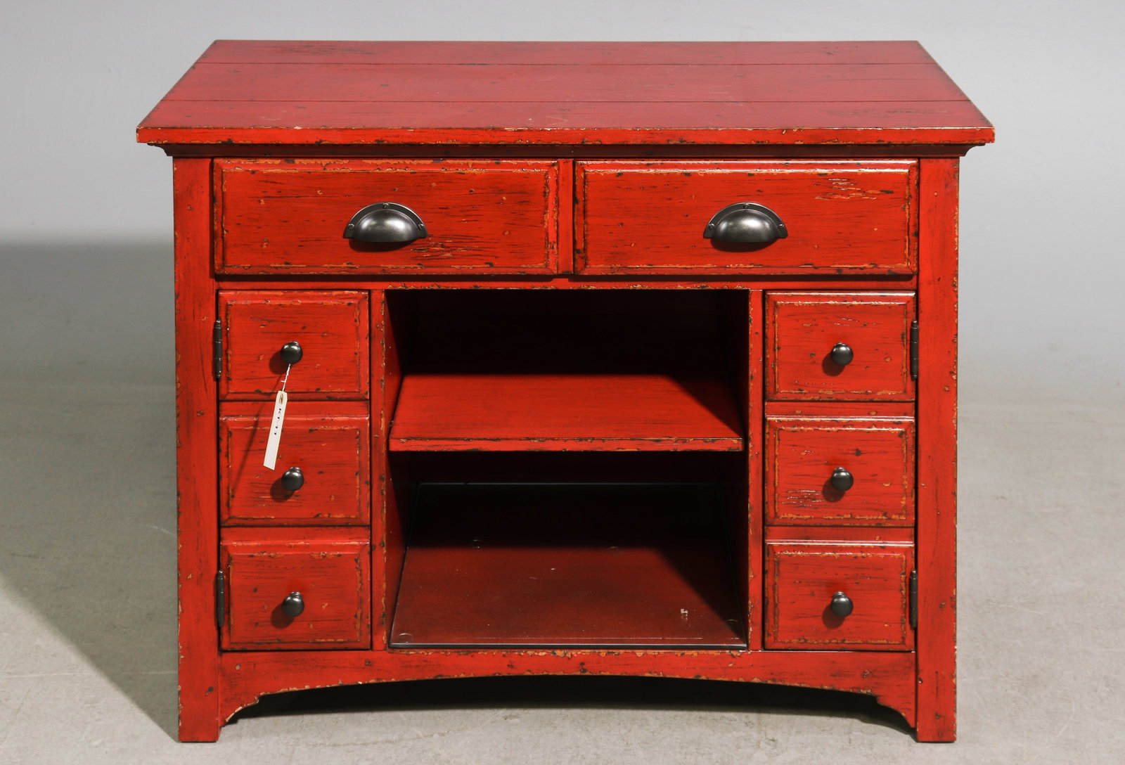 Red Painted Country Style Cabinet / Chest: Red Painted Country Style Cabinet / Chest - 29 in tall x 36.5 x 18