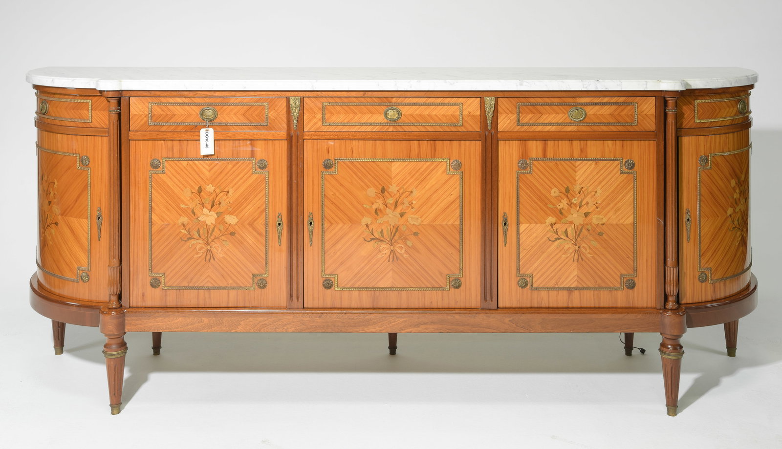 Louis XVI Style White Marble Top Curved Sideboard (1 of 5)
