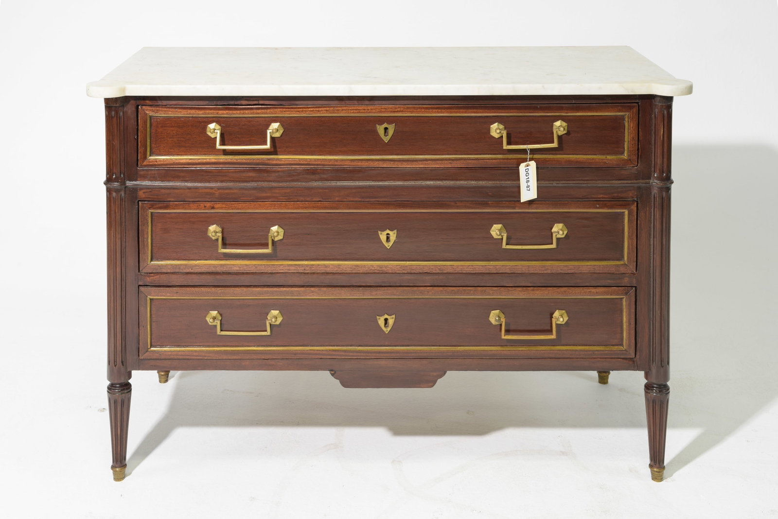 Louis XVI Style White Marble Top Mahogany Chest #2 (1 of 5)