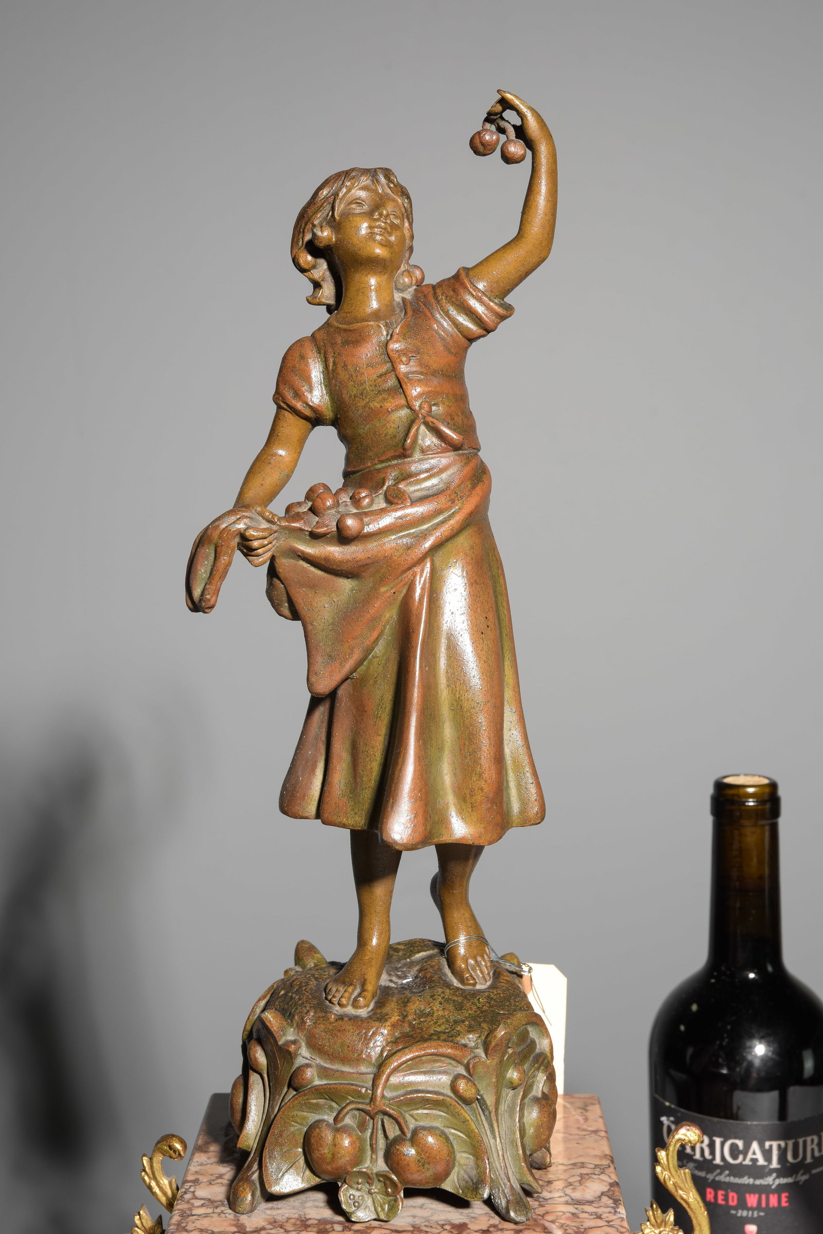 French Spelter Figural Marble Clock Set - 3