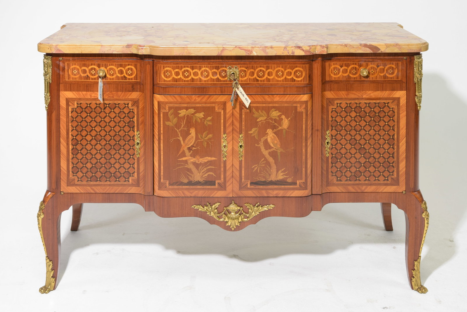 Louis XVI Style Inlaid Marble Top Buffet (1 of 5)