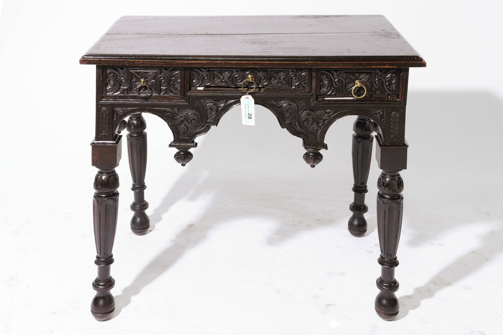British Dark Carved Oak Hall Table c.1910's-20's (1 of 5)
