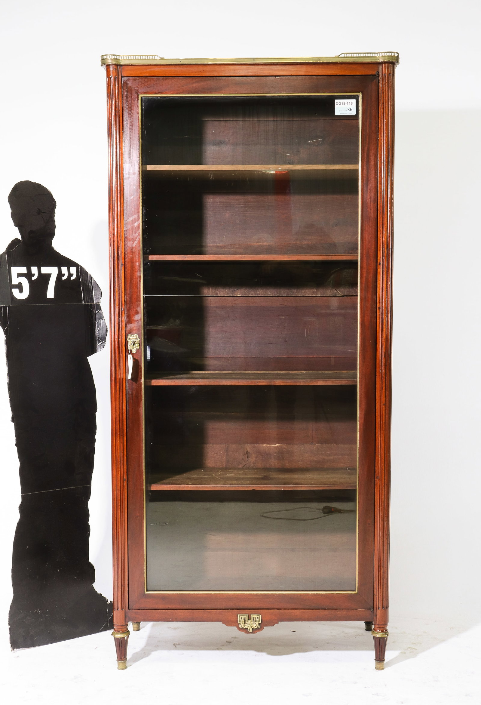 Louis XVI Style Tall Mahogany Bookcase with Gallery (1 of 7)