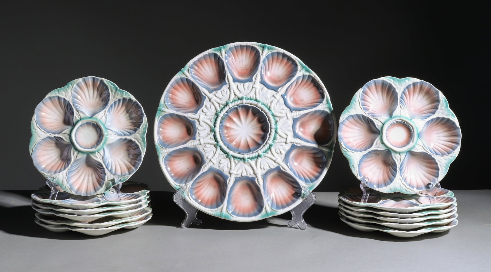 13pc French Oyster Plate Set - Platter & 12 Plates (1 of 5)