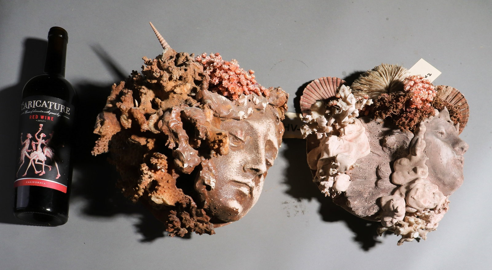 2pcs - Mixed Media Sculpted Faces with Coral (1 of 5)