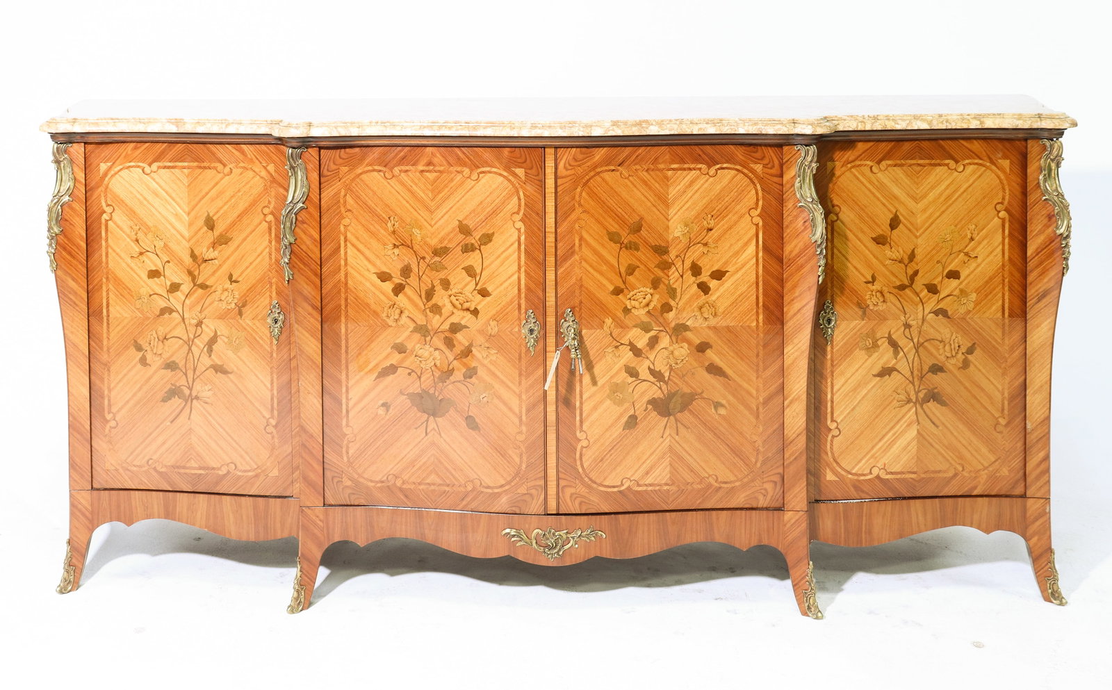 Louis XV Style Walnut Marble Top Sideboard (1 of 7)