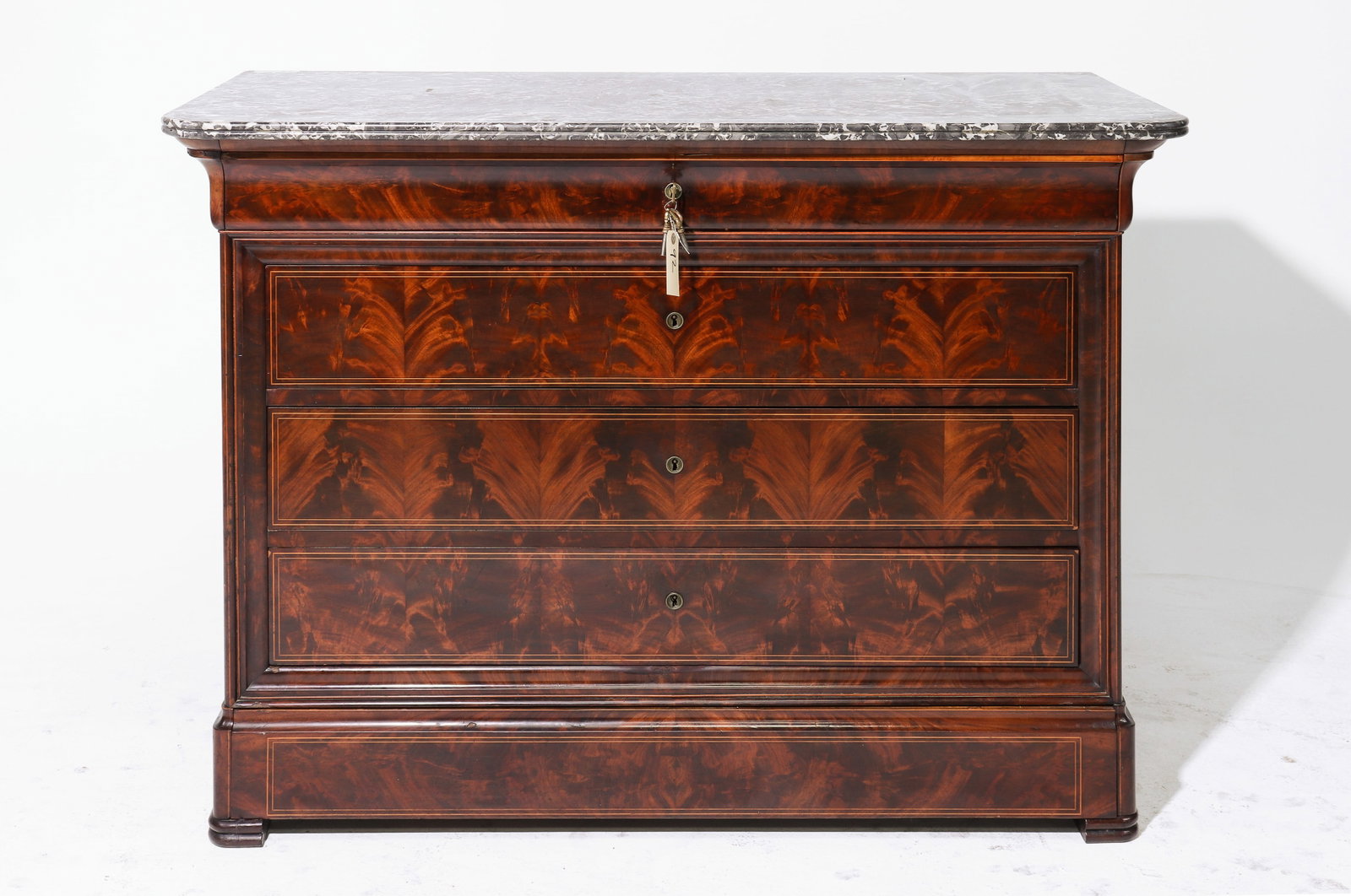 Louis Philippe Style Flame Mahogany Marble Top Chest (1 of 6)