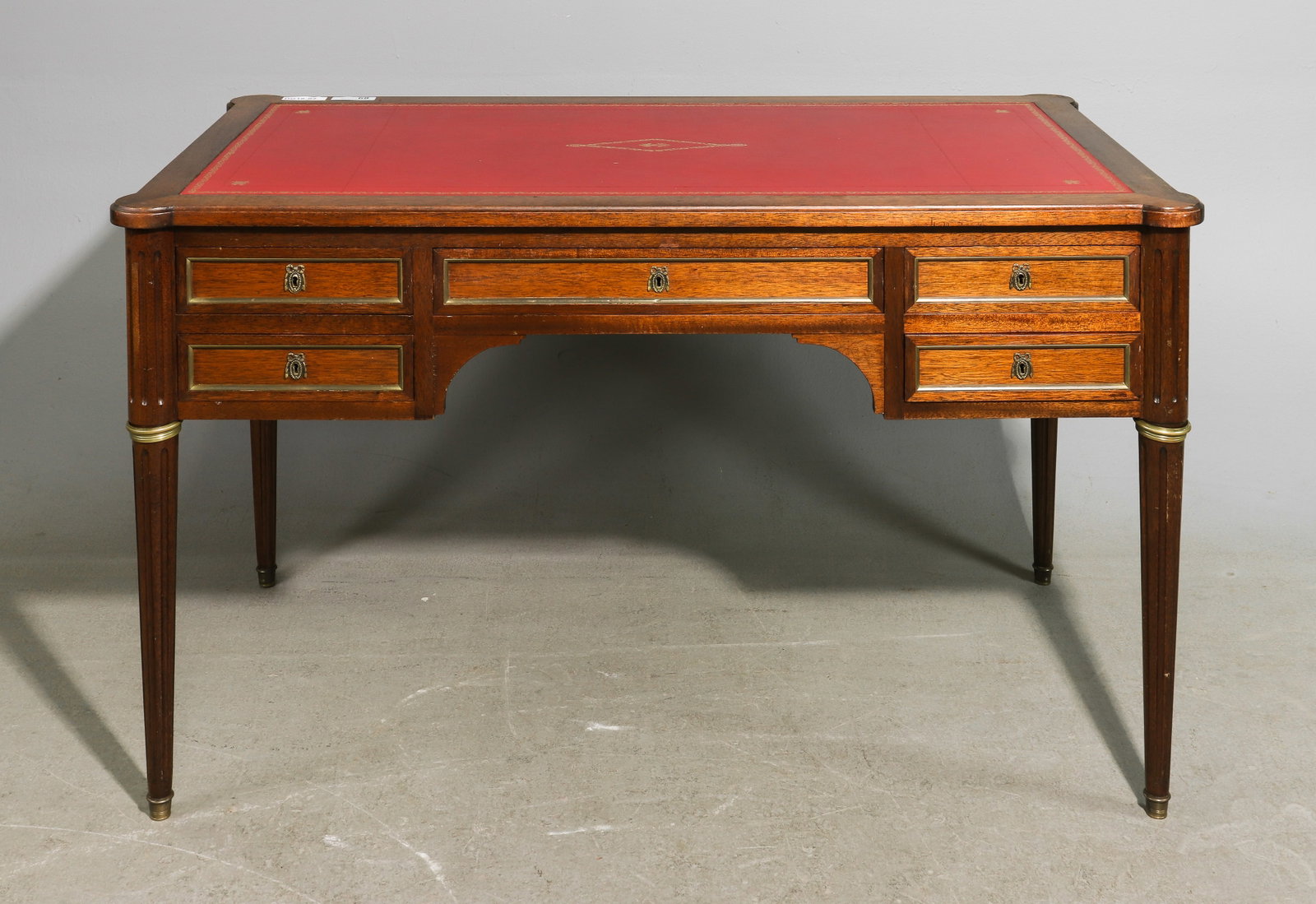 Louis XVI Style Walnut Red Leather Top Desk (1 of 6)
