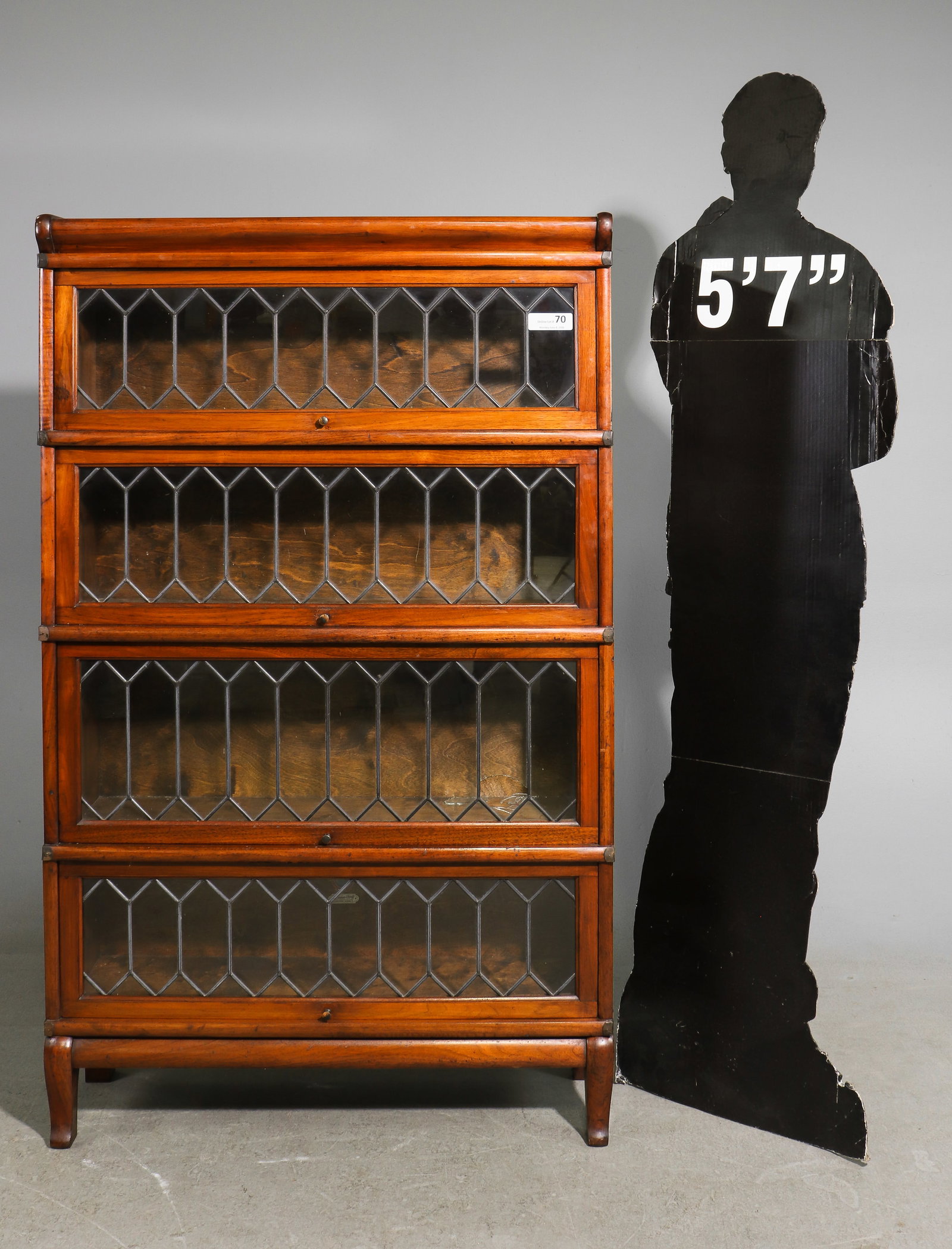British Oak Four Stack Leaded Glass Lawyers Bookcase (1 of 5)