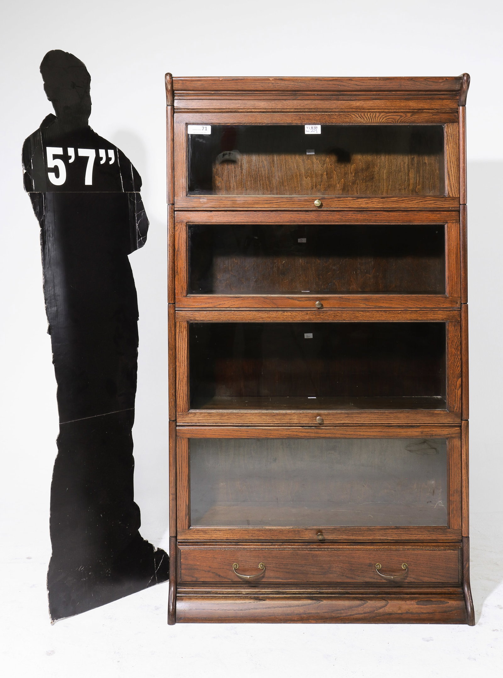 British Oak Lawyers Four Stack Bookcase with Drawer #2 (1 of 5)