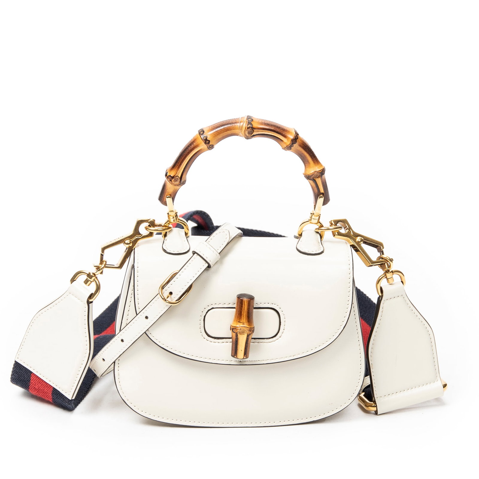 Gucci Mini Bamboo 1947 in White Smooth Leather (1 of 10)