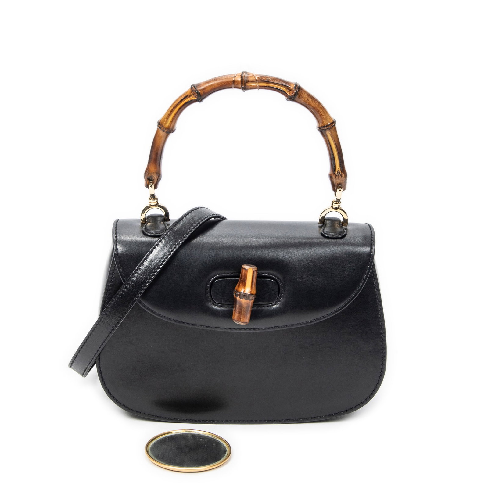 Gucci Small Bamboo Top Handle Flap in Black Calfskin (1 of 10)