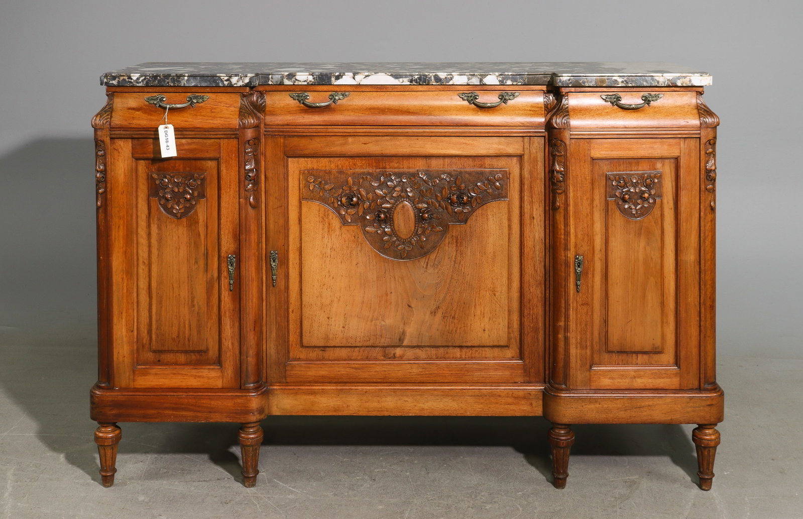 Louis XVI Style Marble Top Walnut Sideboard (1 of 7)