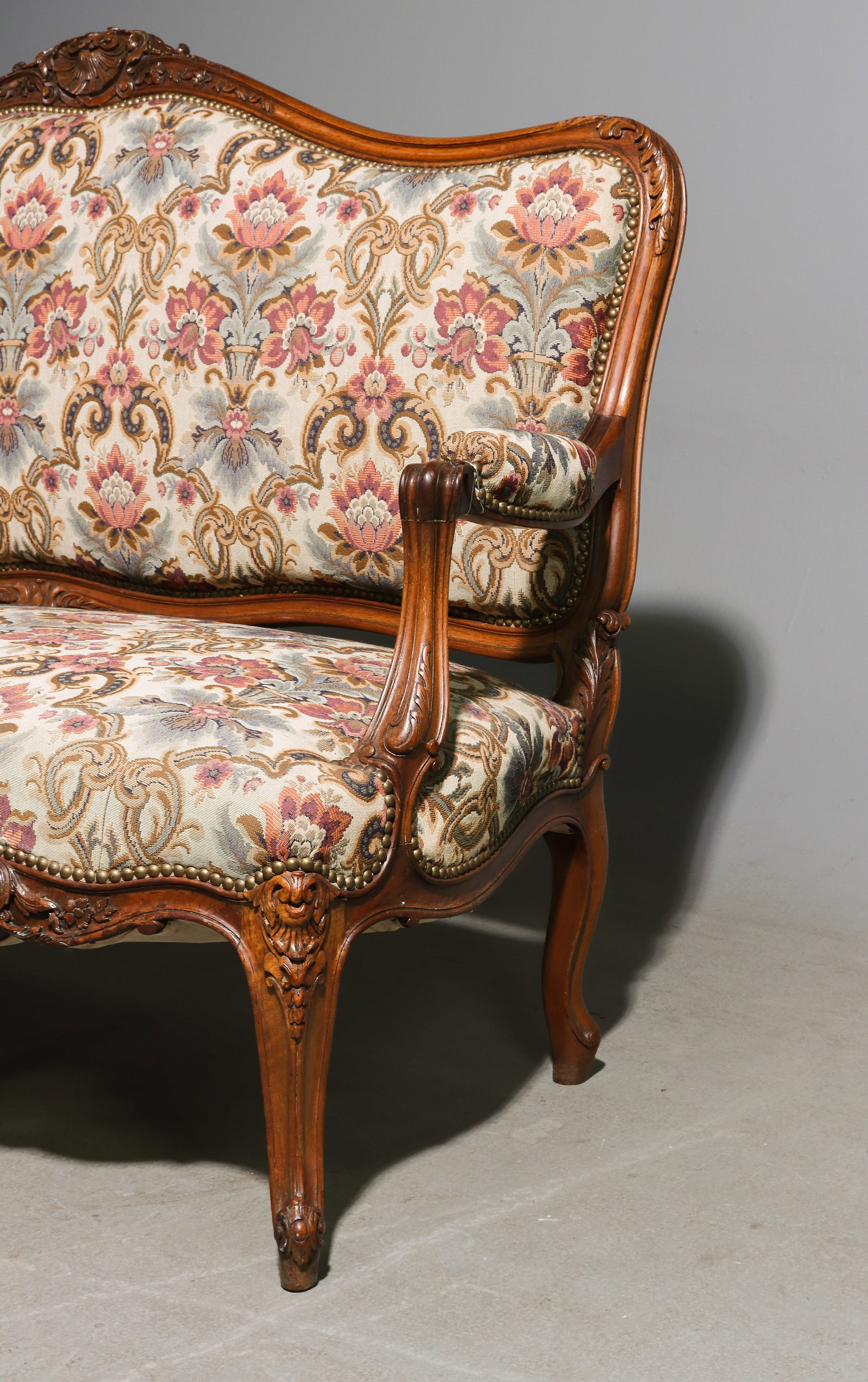 Louis XV Style Needlepoint Walnut Settee - 5