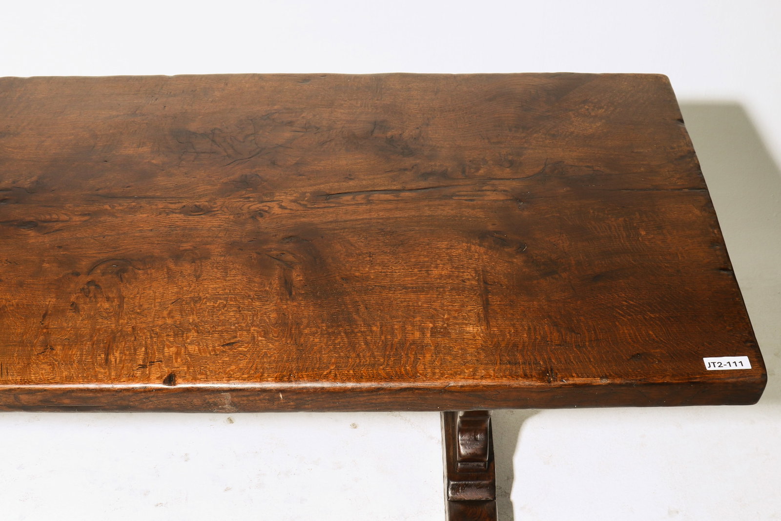 French Solid Oak Trestle Base Farmhouse Table - 3