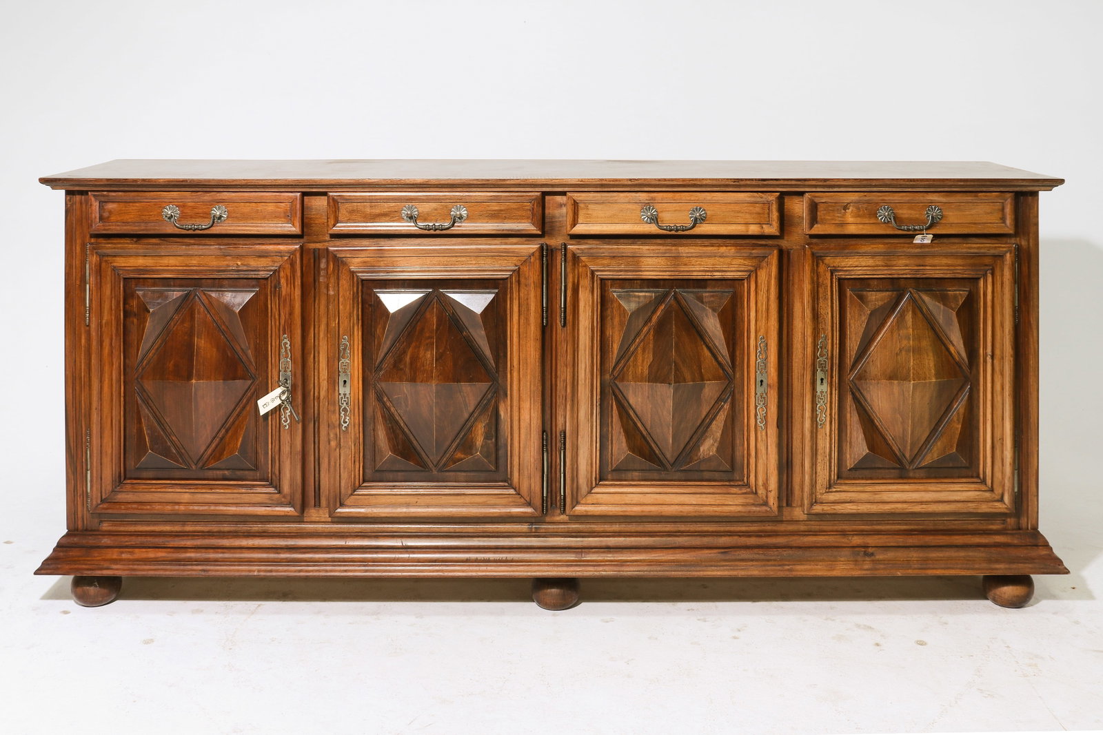 Louis XIII Style Walnut Sideboard / Enfilade: French Louis XIII Style Walnut Sideboard / Enfilade - 40.5 in tall x 92.5 x 22