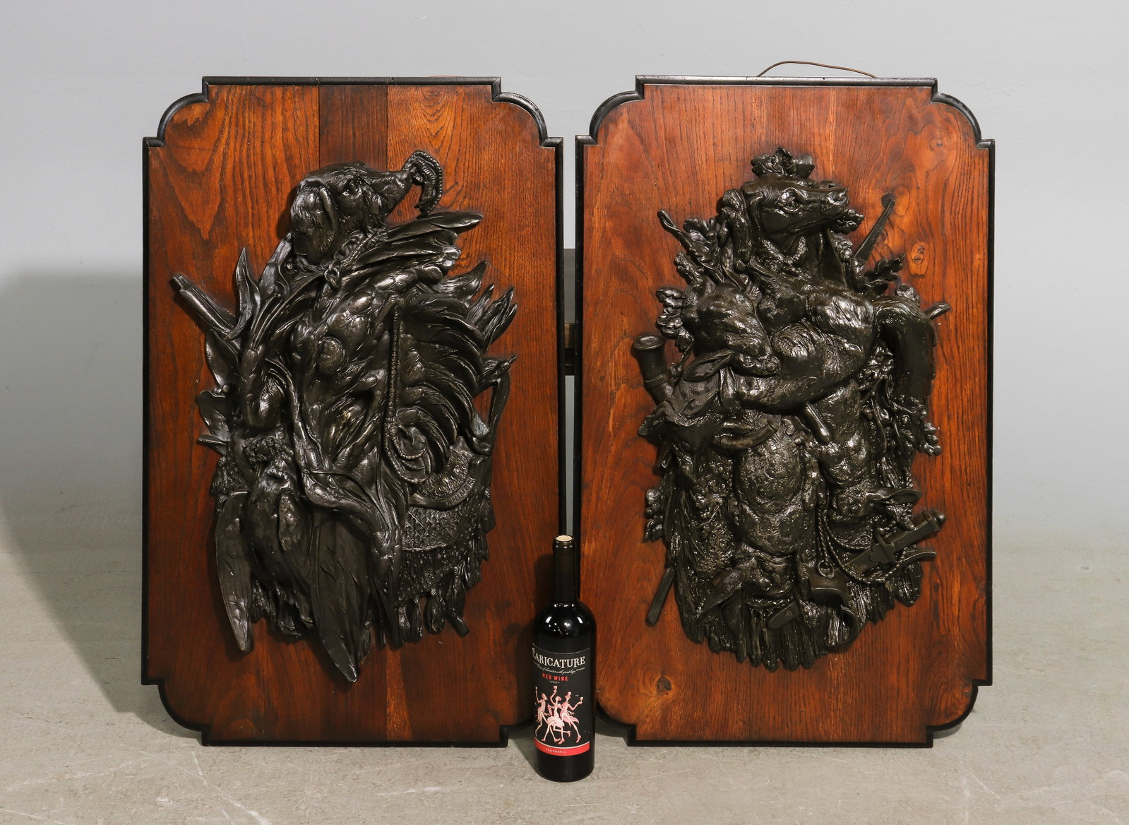 Two Heavy Cast Metal on Oak Back Hunting Plaques (1 of 6)