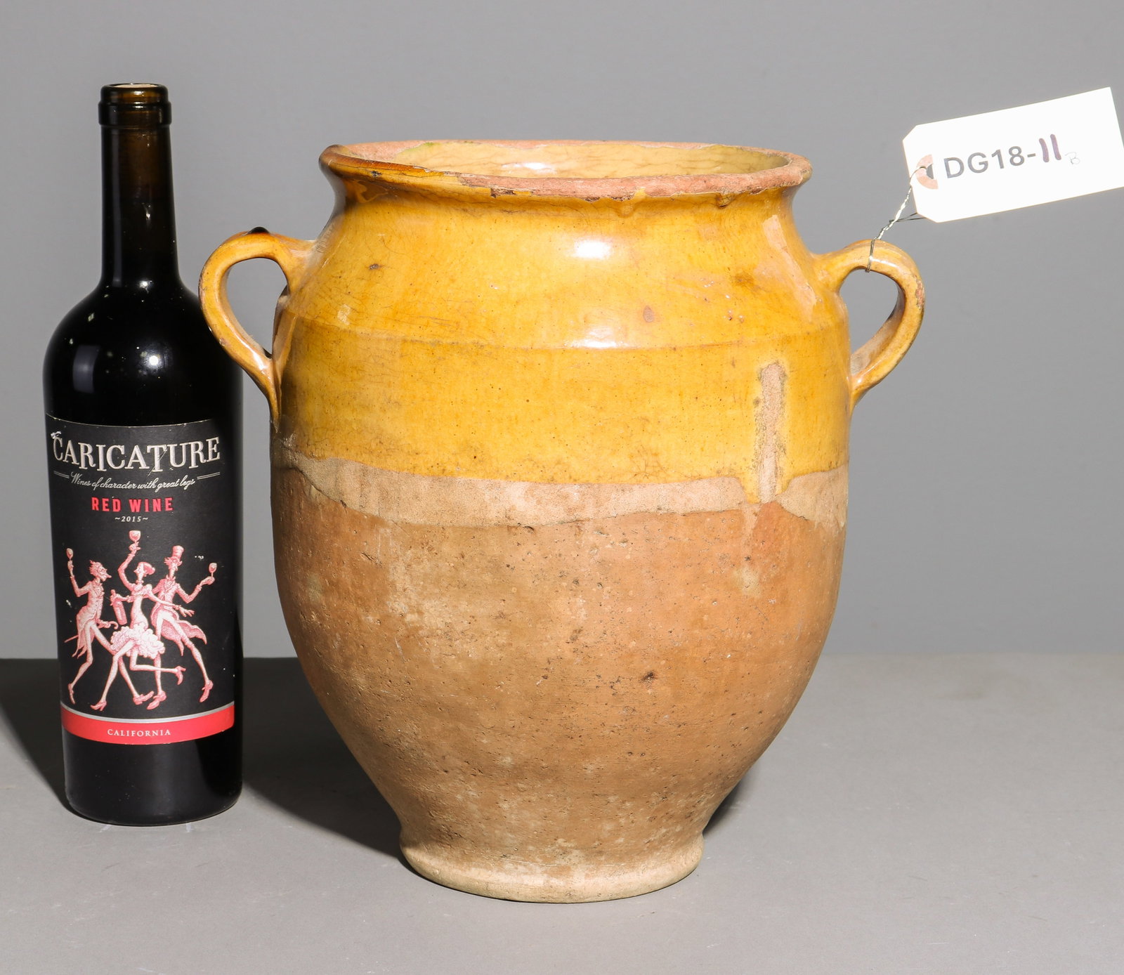French Yellow Glazed Confit Pot #3: French Yellow Glazed Confit Pot - 11 in tall x 11 x 9