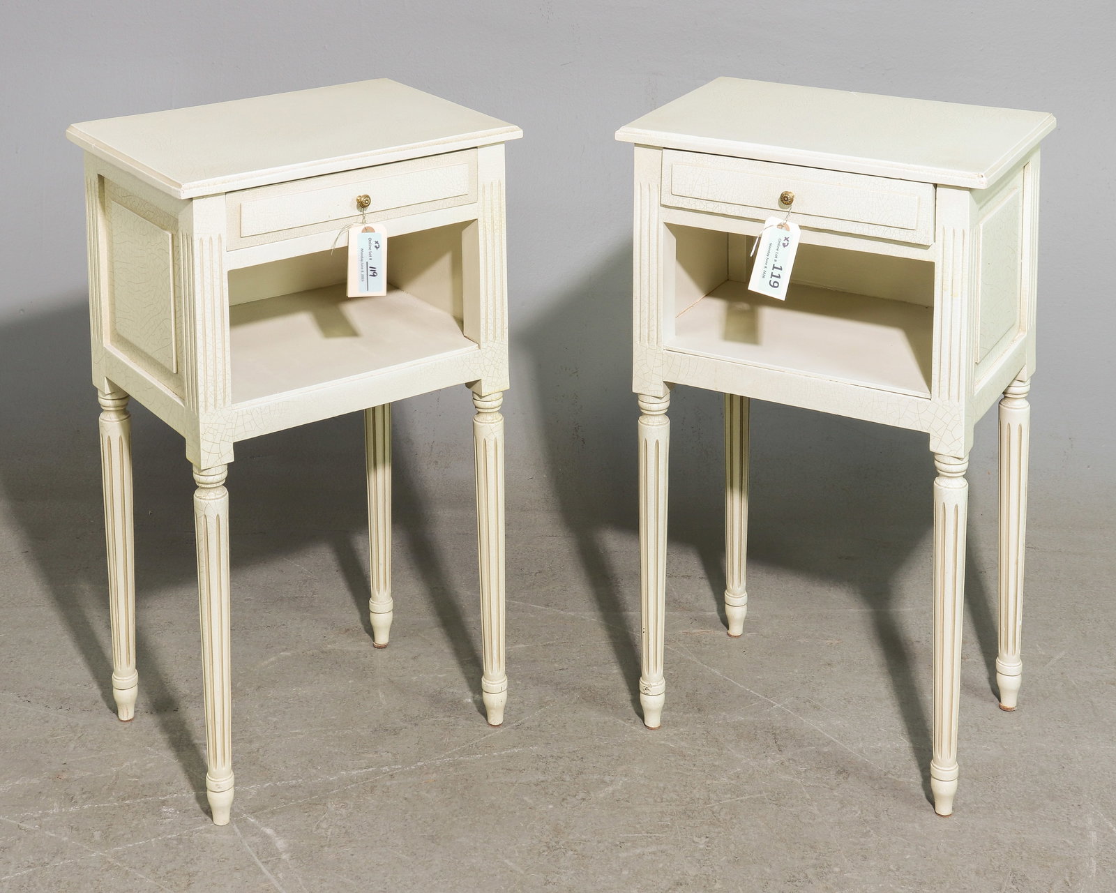 Louis XVI Style Pair of Painted Nightstands (1 of 5)