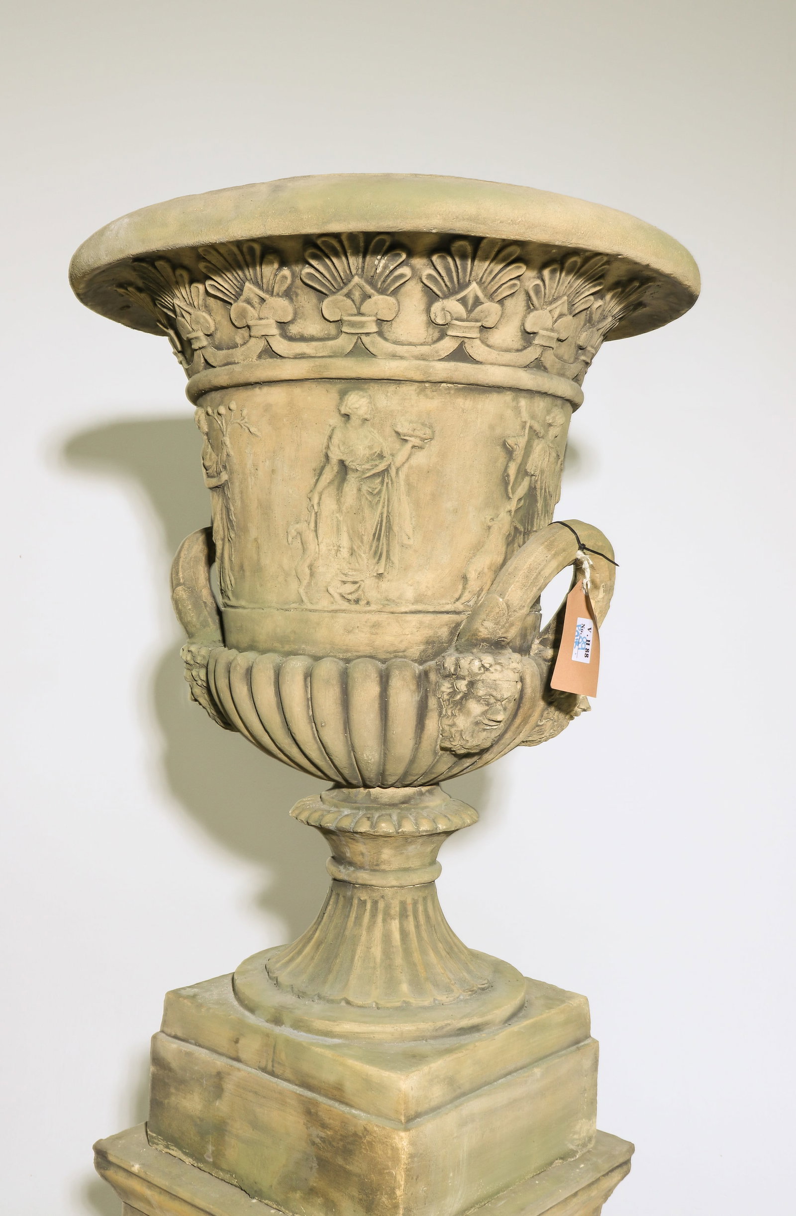 Neo-Classical Style Pair of Monumental Urns on Plinths - 3